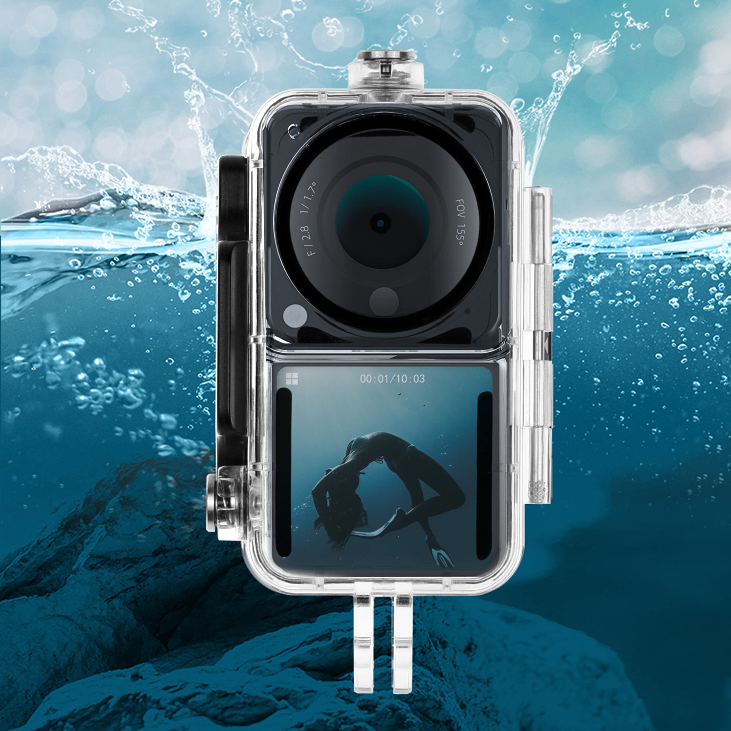 Camkix Waterproof Case Compatible With Dji Action 2 Power Combo Or Dji Action 2 Dual Screen Combo  Transparent   Protects Up To