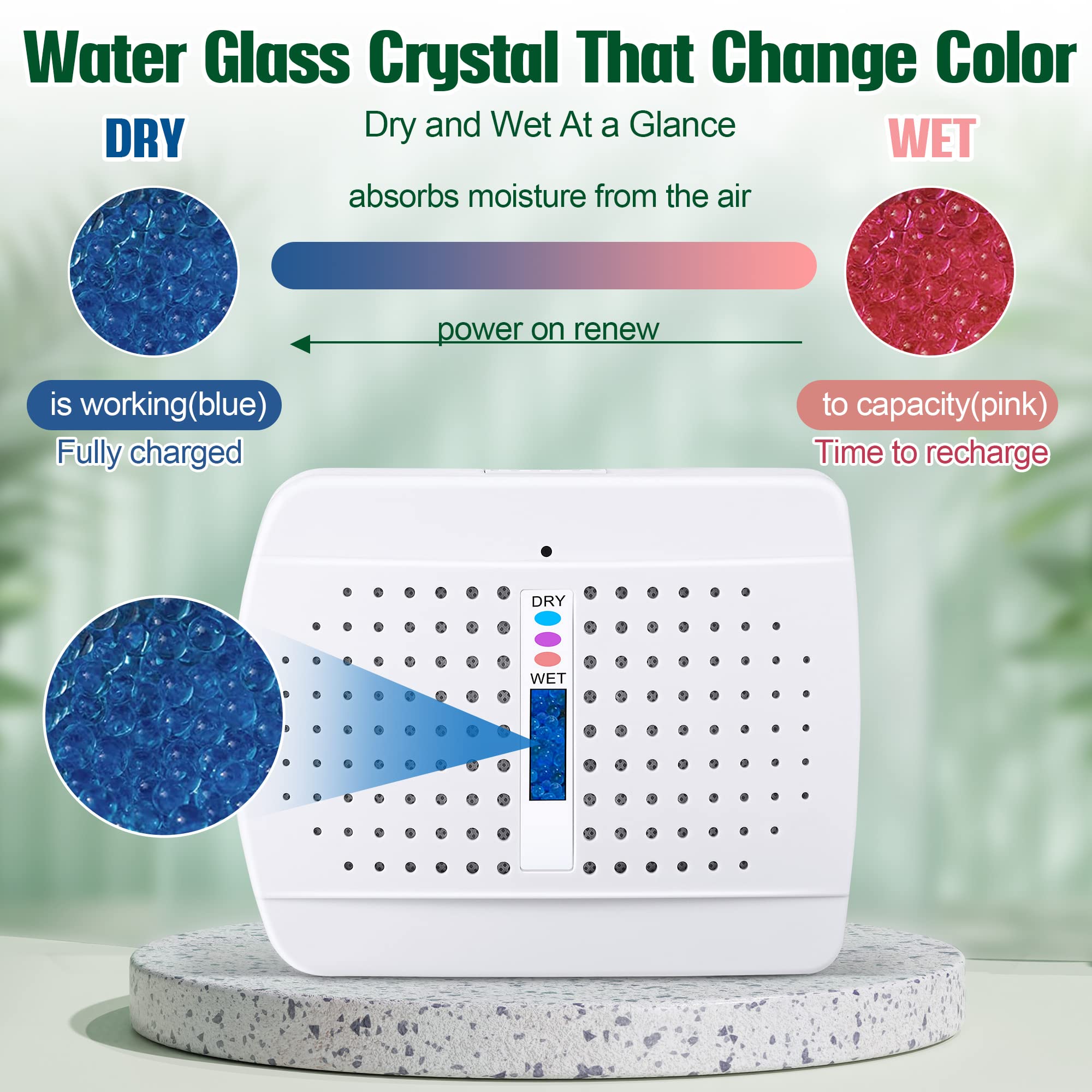 Dreyoo Rechargeable Small Dehumidifier, Portable Mini Dehumidifiers For Bedroom, Bathroom, High Efficiency Moisture Absorber For