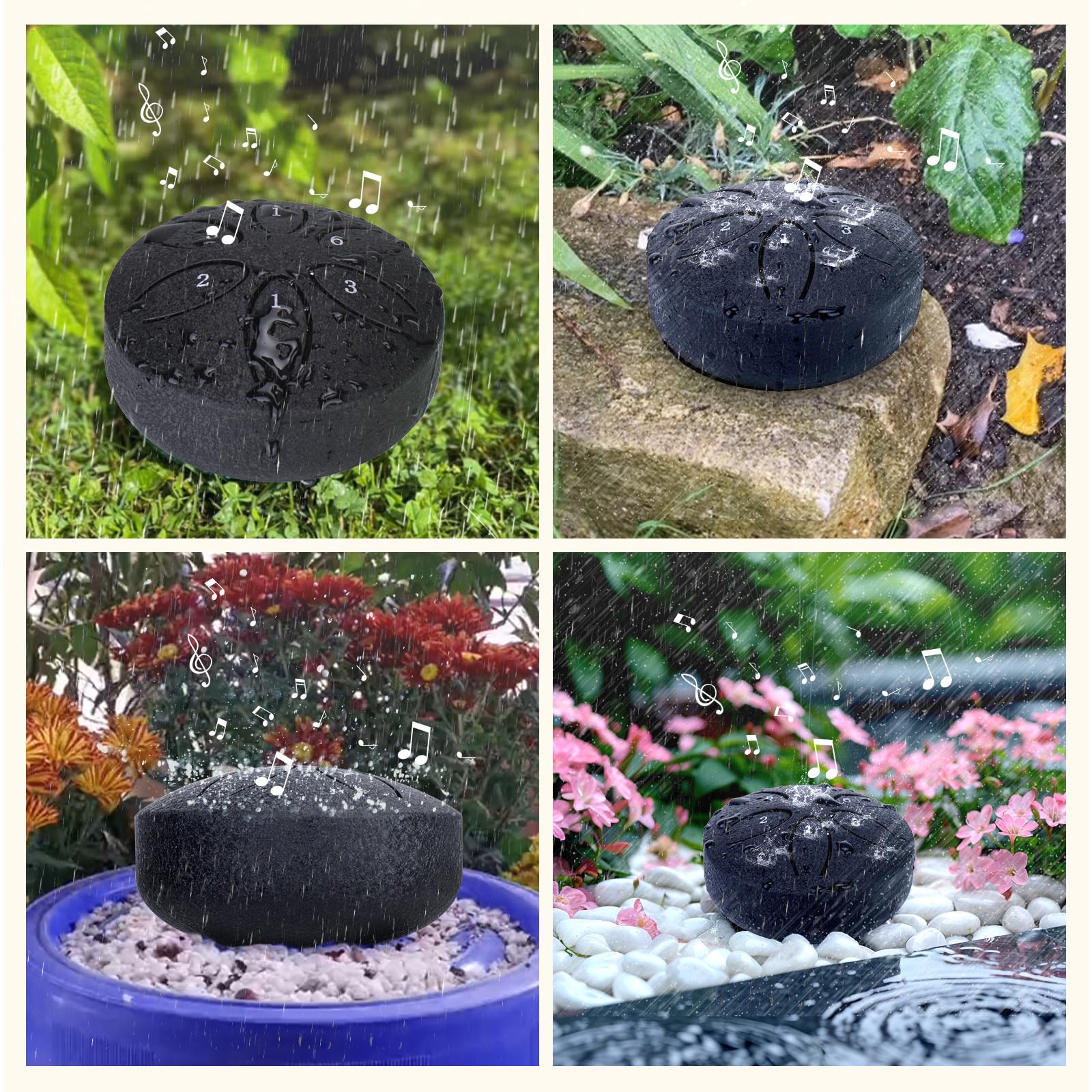 Baborui Rain Drum For Outside Garden   Upgraded Non Waterlogging Rain Drum For Outside When It Rains, 3 Inches 6 Notes Steel Ton