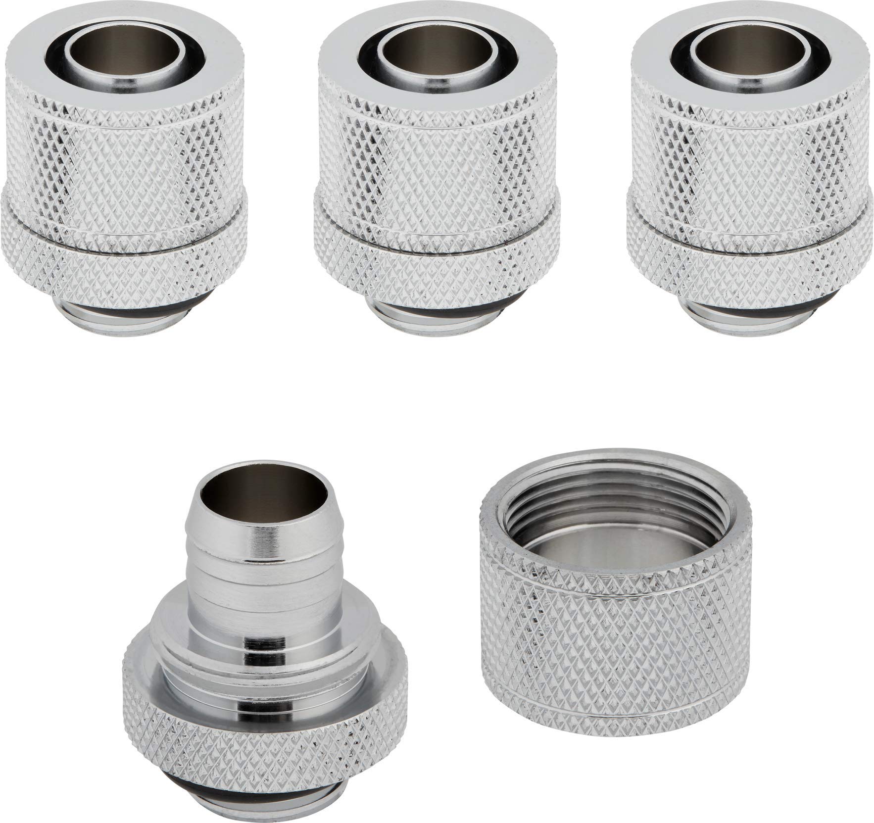 Corsair Hydro X Series XF Compression 10/13mm (3/8    / 1/2   ) ID/OD Fitting Four Pack - Chrome