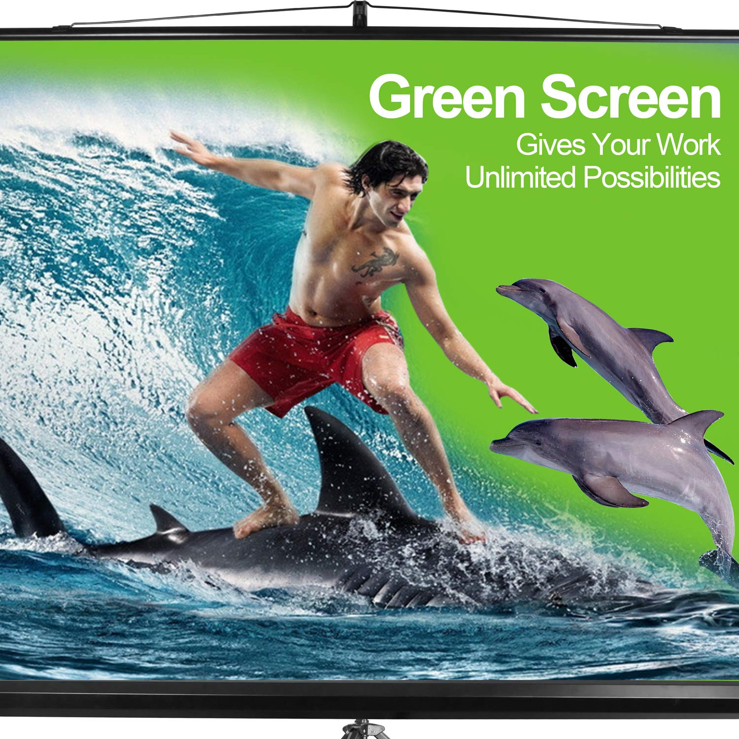 Emart 107'' Green Screen Stand, Professional Chromakey Background With Auto Locking Frame, Collapsible Portable Screen With Adju