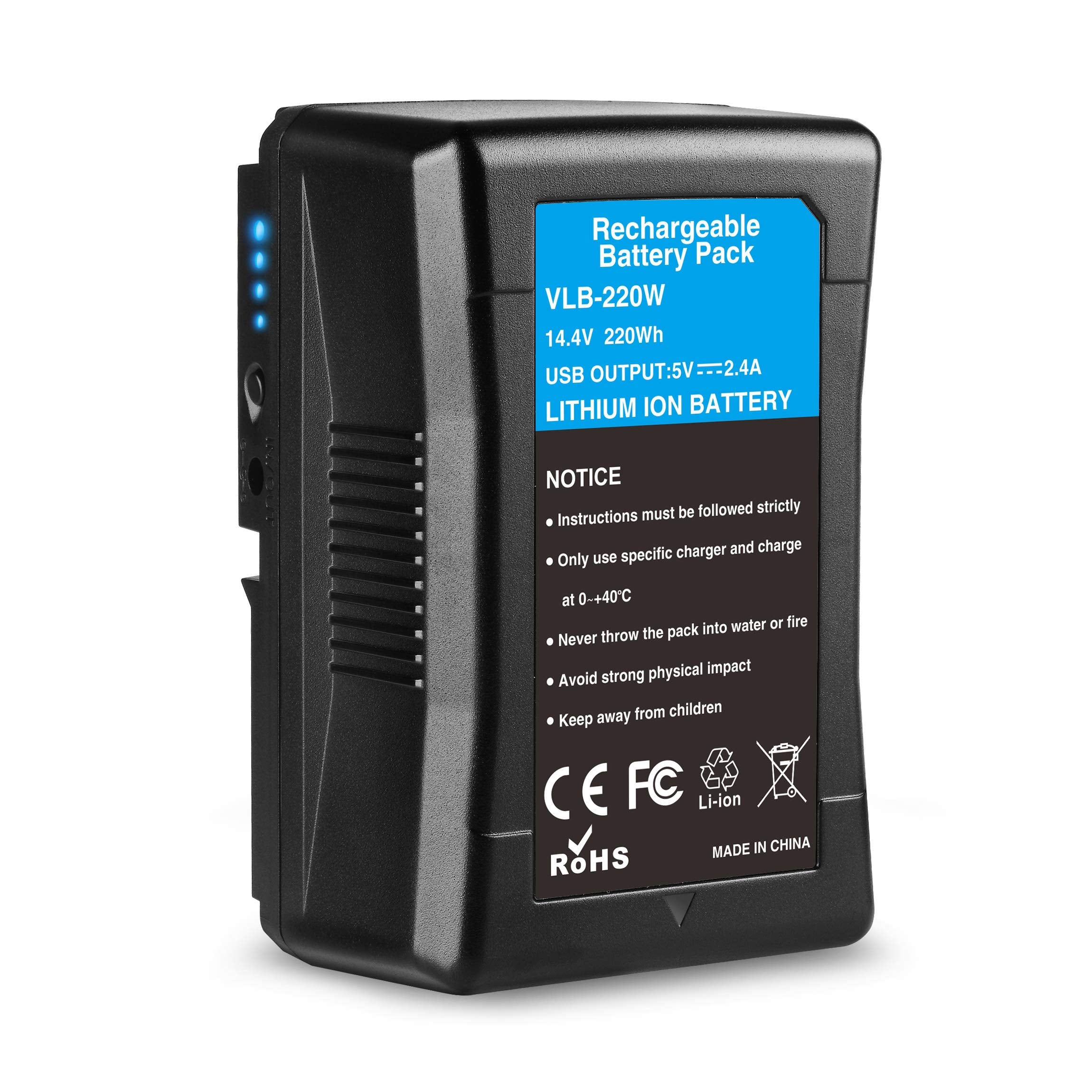 Kunlun 220Wh 15000Mah V Mount Battery/Dtap Battery With D Tap Dc Usb Ports V Lock Battery For Sony Video Cameras Camcorders Broadcast Led Lights Monitors Replacement Brick For Dslr