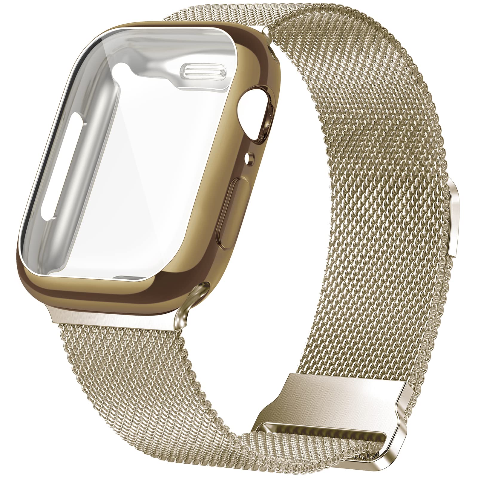 Geoumy Metal Magnetic Bands Compatible For Apple Watch Band 40Mm With Case, Stainless Steel Milanese Mesh Loop Replacement Strap