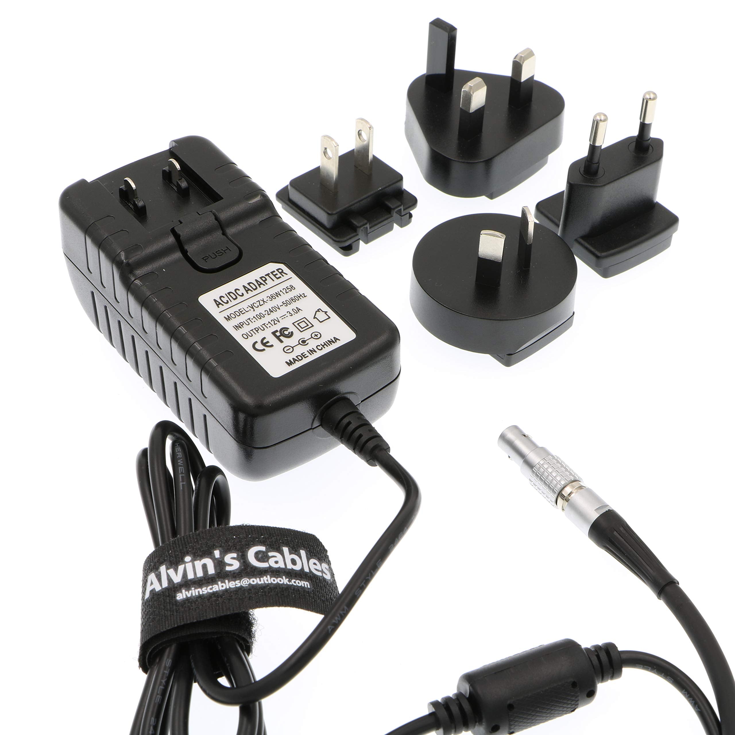 Alvin'S Cables 2 Pin Male To Universal Ac With Uk Eu Au Us Plugs Adapter Converter Power Cable For Z Cam E2 Flagship Teradek Cub