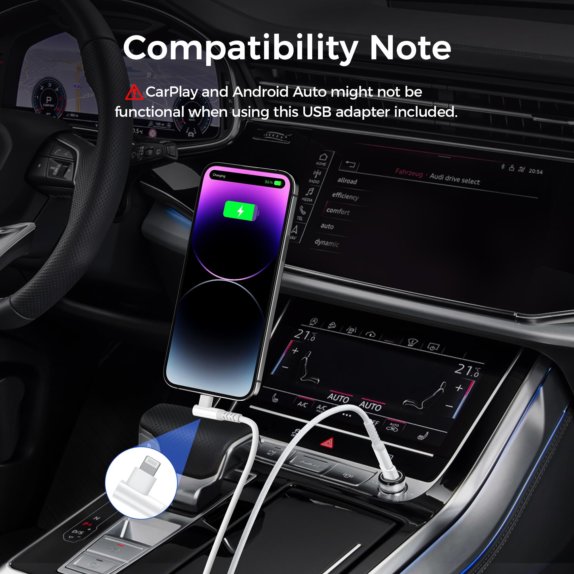 Basesailor Usb C To Lightning Charger Cable Right Angle 6.6Ft With Usb Adapter,90 Degree Type C Pd Fast Charging Cord For Apple