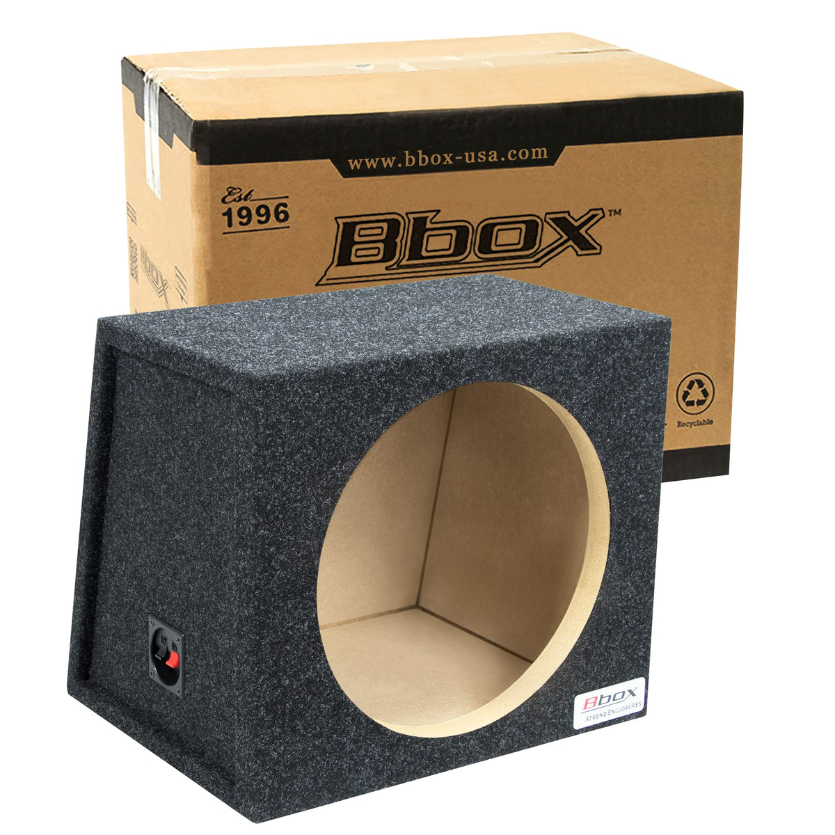 Atrend Bbox Single Sealed 12 Inch Subwoofer Enclosure - Car Subwoofer Boxes & Enclosures - Premium Subwoofer Box Improves Audio 