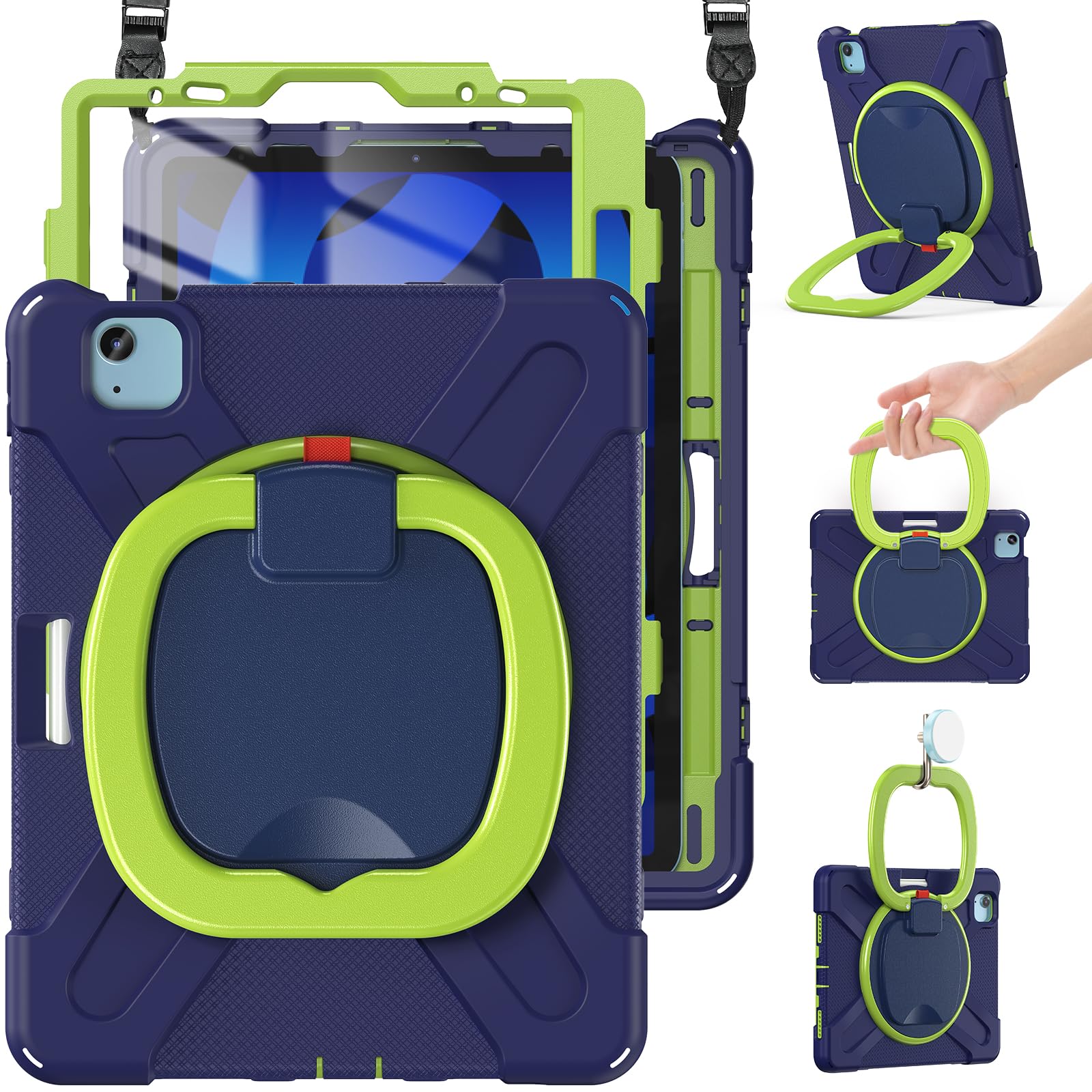 Braecn Ipad Air 5Th/4Th Case, Ipad Pro 11 4Th/3Rd/2Nd/1St Gen Case   Shockproof W/Screen Protector, Shoulder Strap, Hand Grip, P
