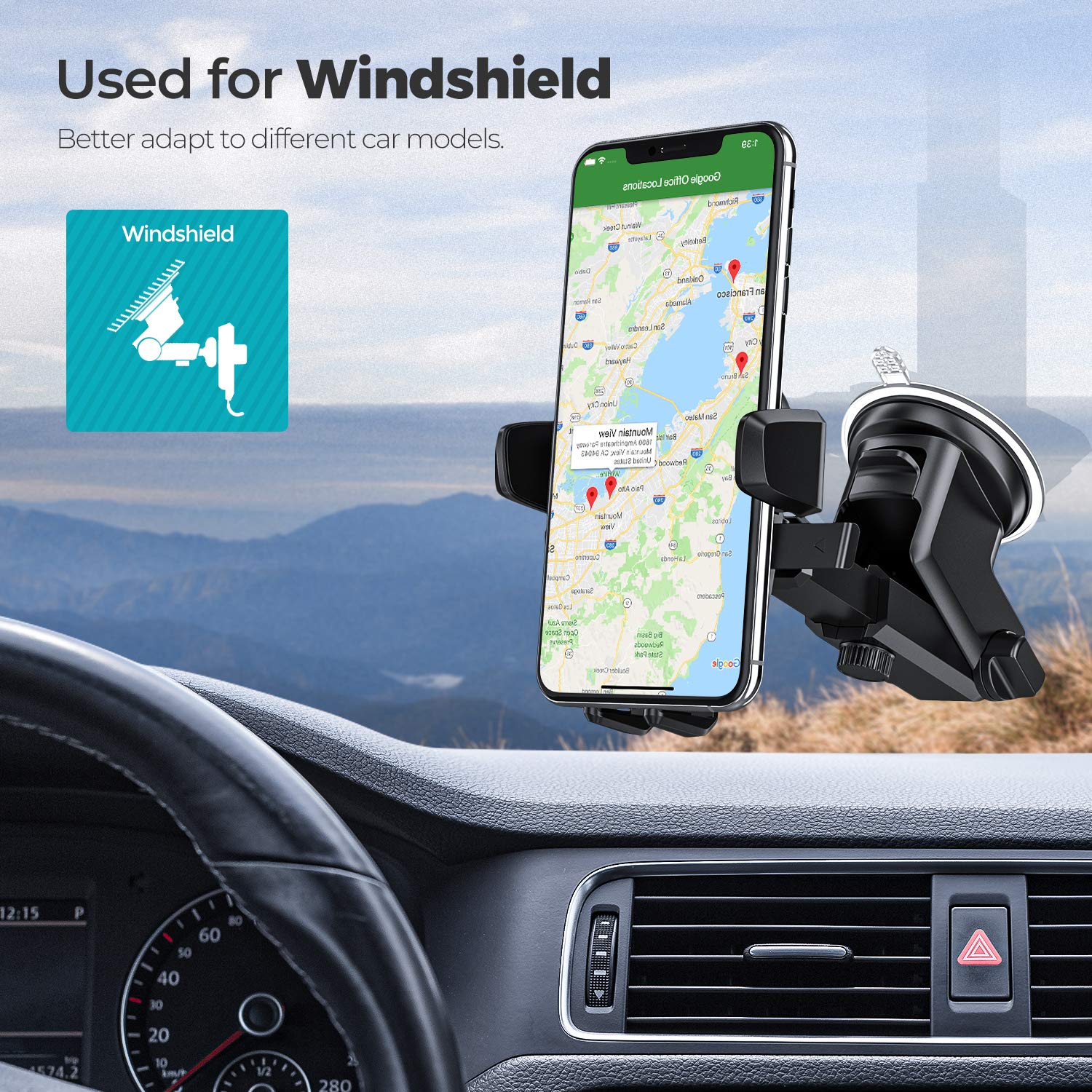 Oribox Car Phone Mount, Dashboard Car Phone Holder, Washable Strong Sticky Gel Pad Fit For All Cell Phones