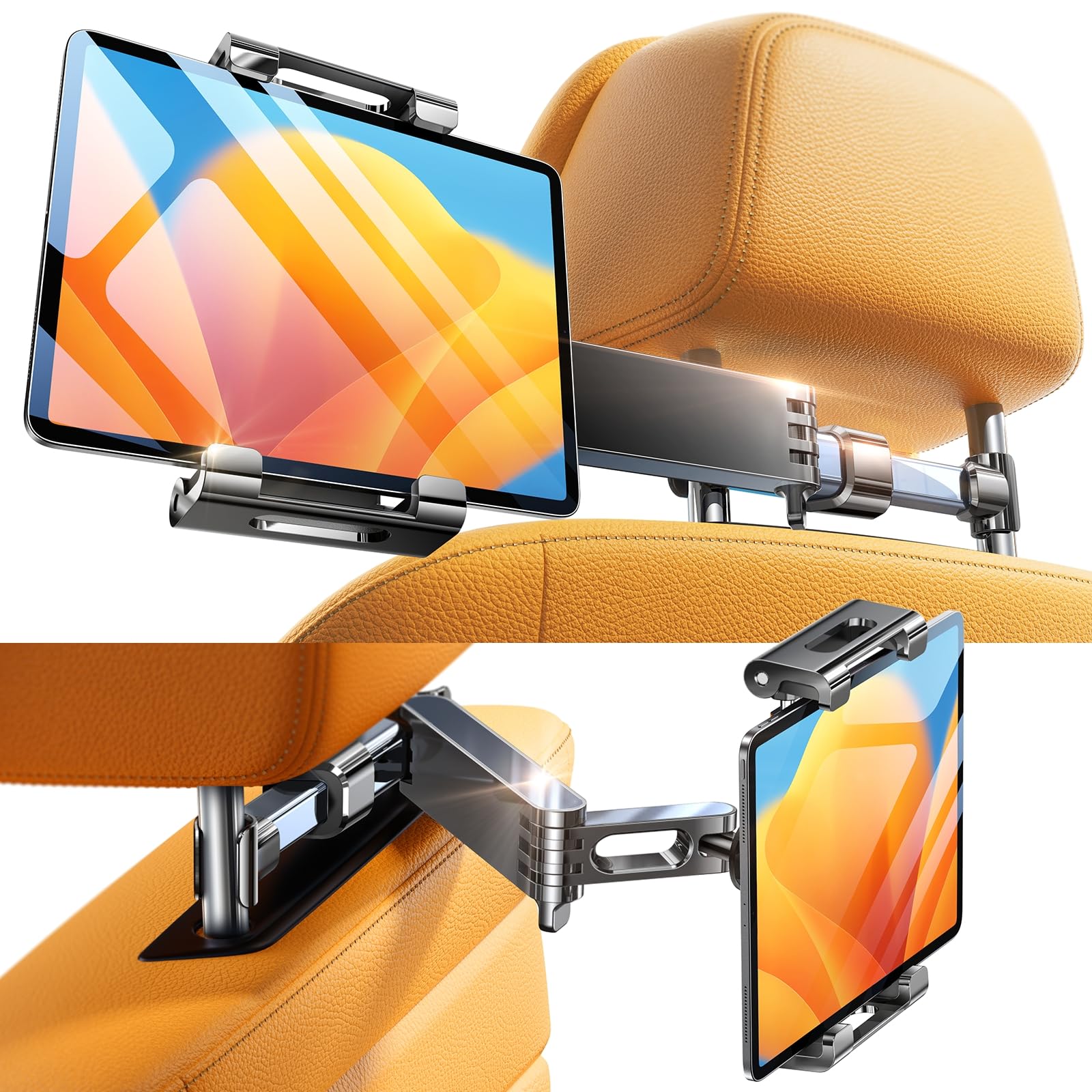 Lisen Extendable Tablet Ipad Car Holder Back Seat For Kids, Ipad Headrest Mount For Car, Road Trip Must Haves Essentials Tablet 