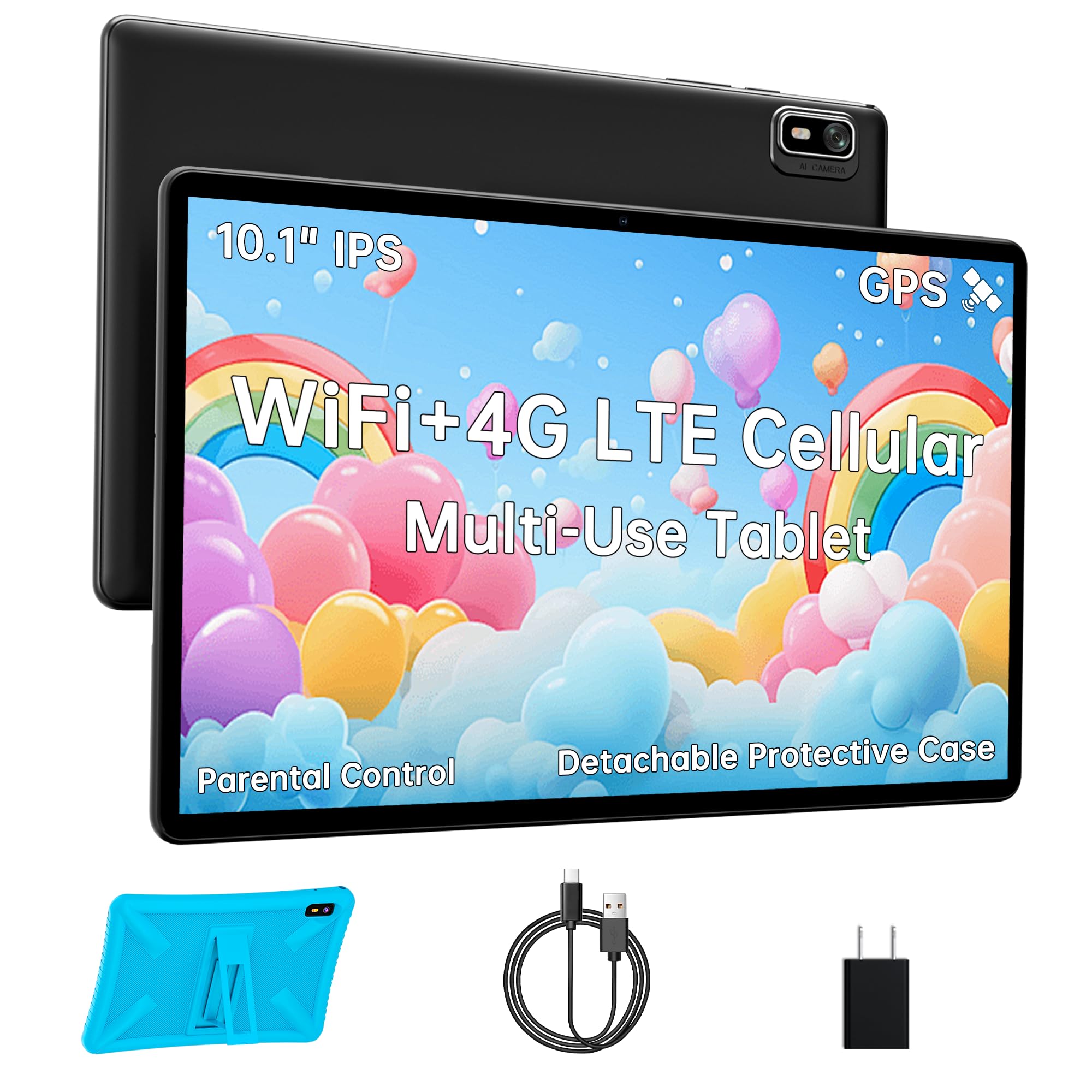 HAOVM Tablet 10 inch Android 14, 4G SIM Unlocked, Kid Tablet with SIM Card Slot, IPS Touch Screen, 2.0GHz Fast Processor, 3GB+32