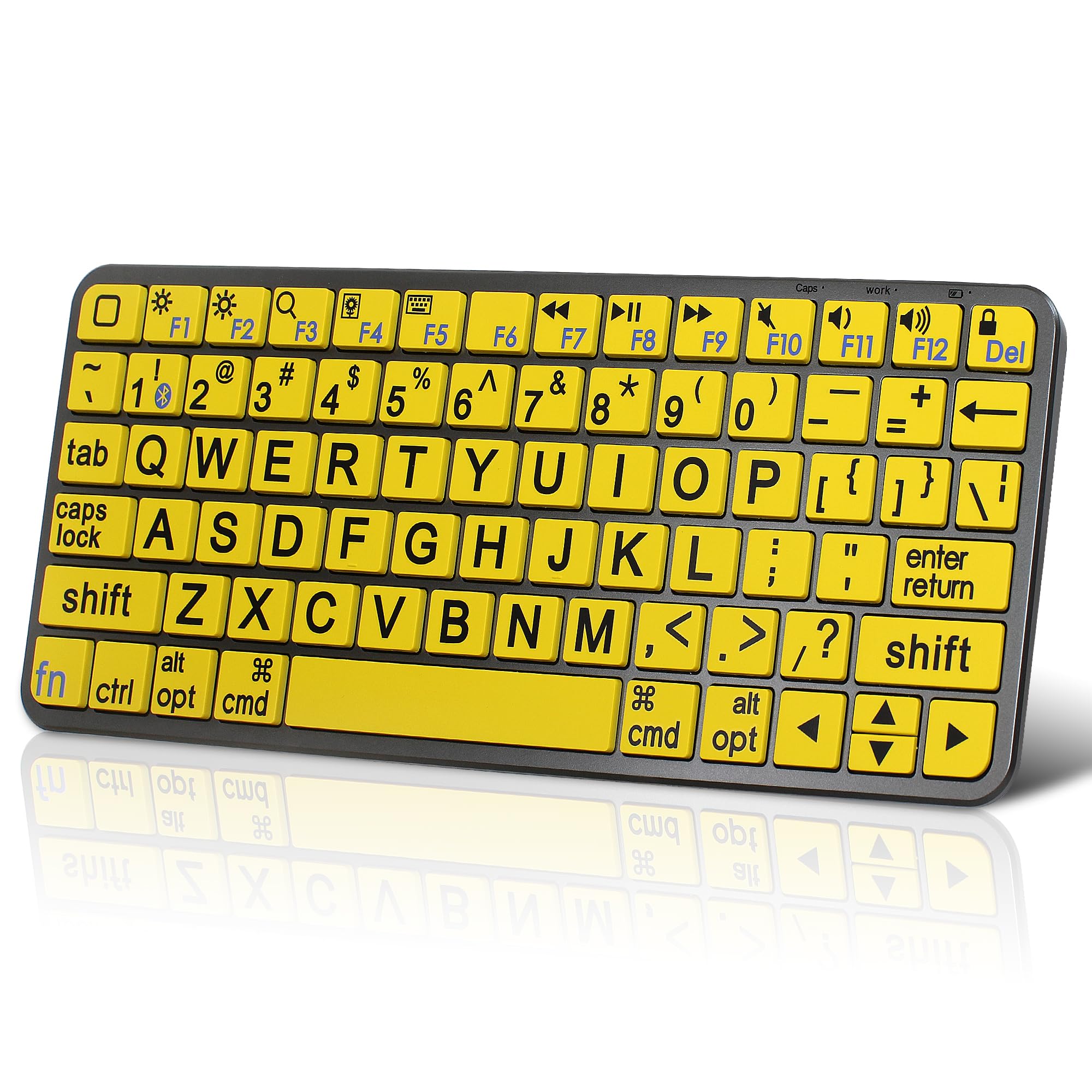 HXMJLarge Print Bluetooth Keyboard Ultra Slim Rechagarble,Compatible with iPad,iPhone,iPod,MacBook for Seniors and Visually Imp