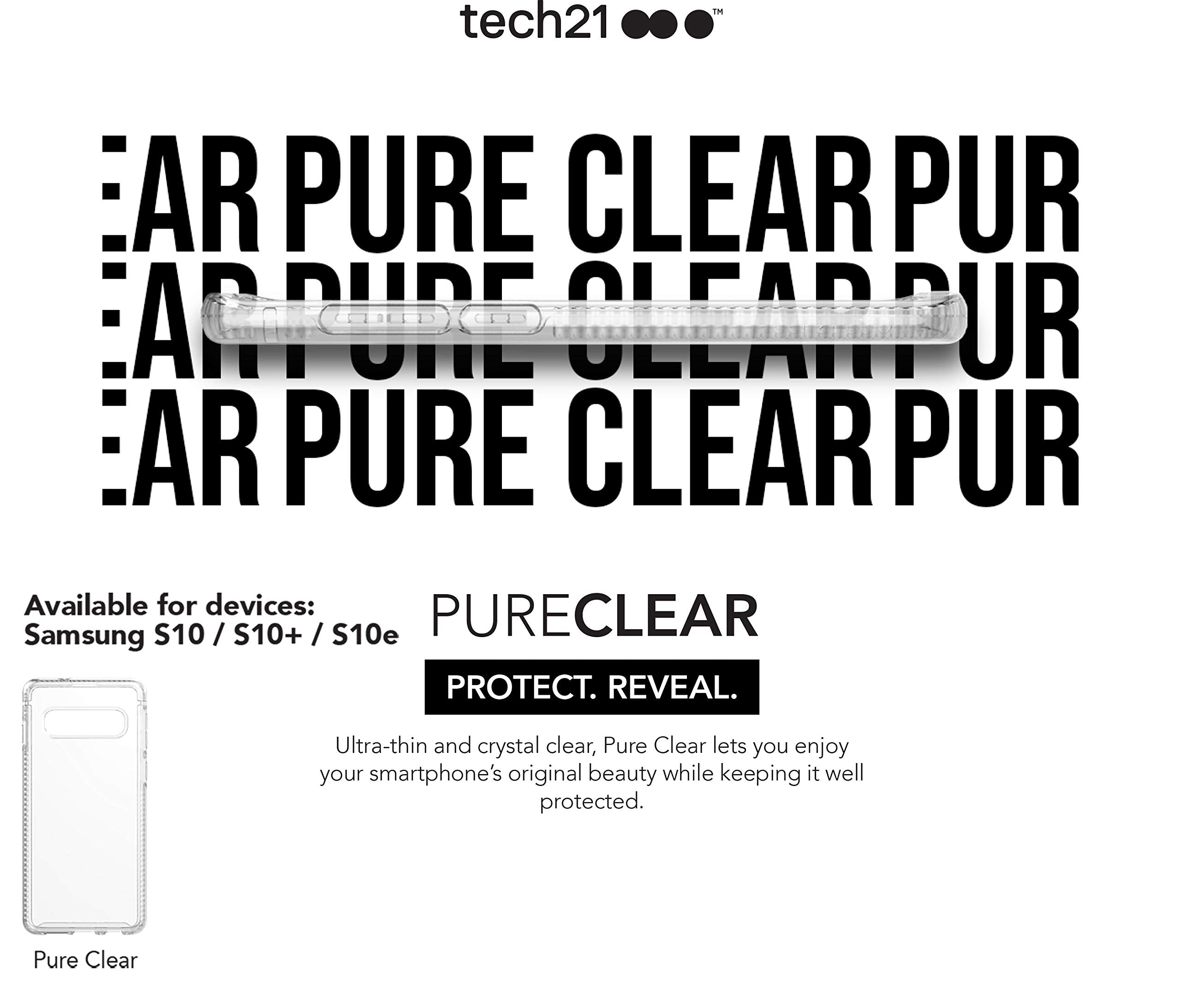 Tech 21 Protective Samsung Galaxy S10 Plus Case Ultra Thin Back Cover With Bulletshield Protection - Pure Clear - Transparent