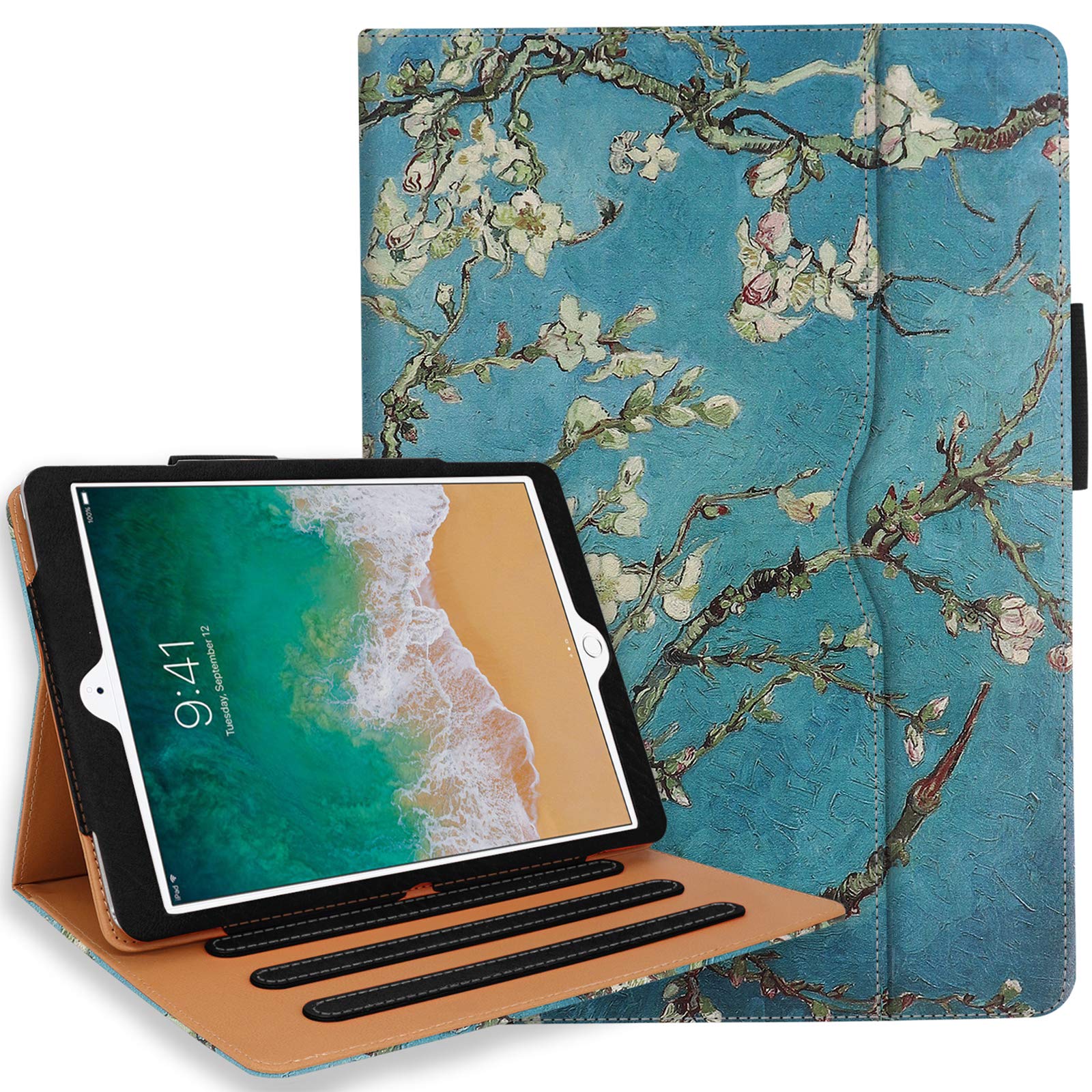 for iPad 9th/8th Generation Case, for iPad 10.2 Case 2021/2020 with Pencil Holder - Multi-Angle Stand, Hand Strap, Auto Sleep/Wa
