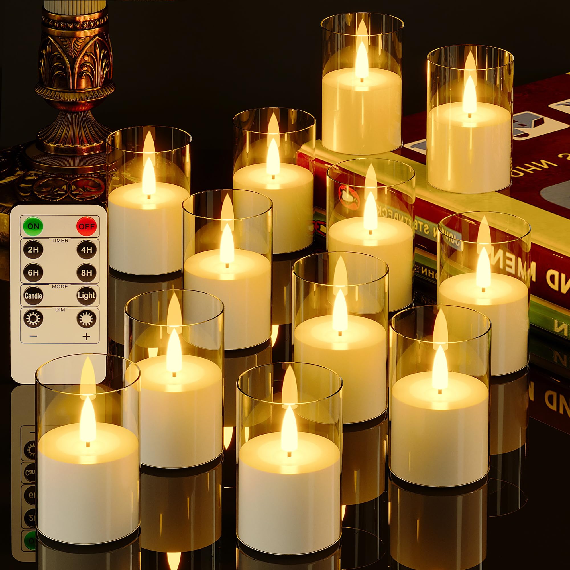 12Pack Flickering Flameless Candles With Remote, Led Candles Battery Powered, Small Flameless Pillar Candles, Votive Candles Bat
