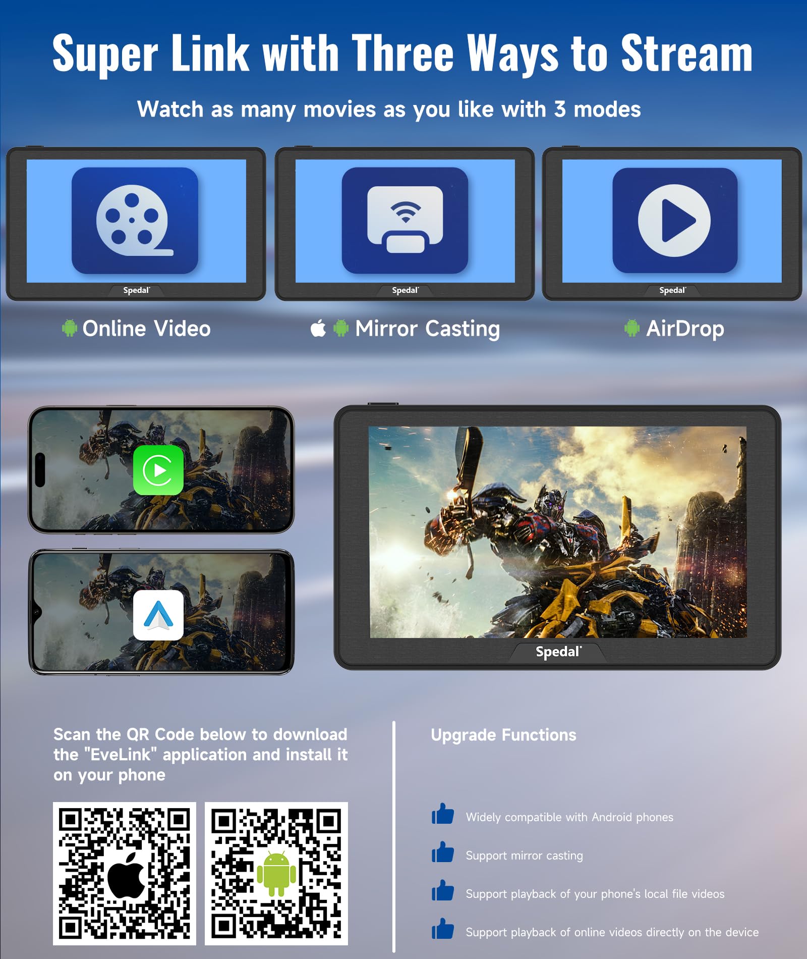 2024 Newest Portable Car Stereo With Wireless Carplay And Android Auto, Spedal Cl786 Carplay Screen For Car, 7'' Ips Touchscreen