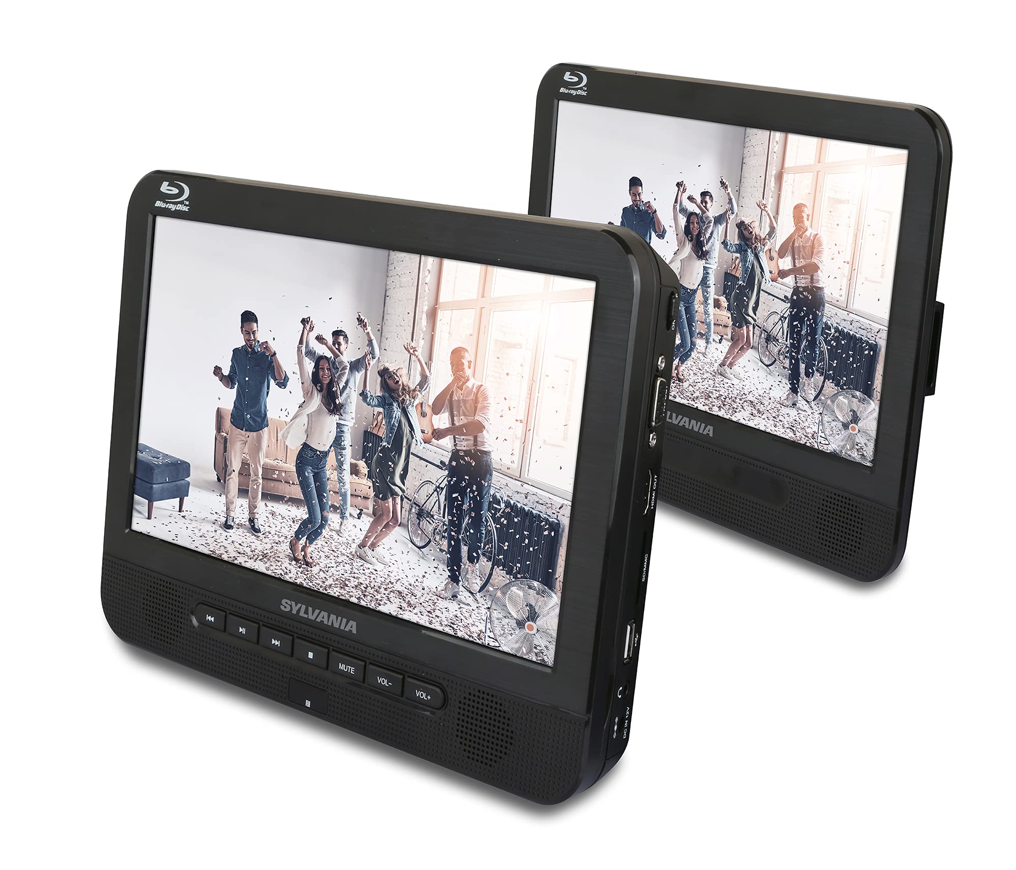 Sylvania 10.1 Dual Screen Portable Bluray(r) DVD Media Player SDVD1087, Black