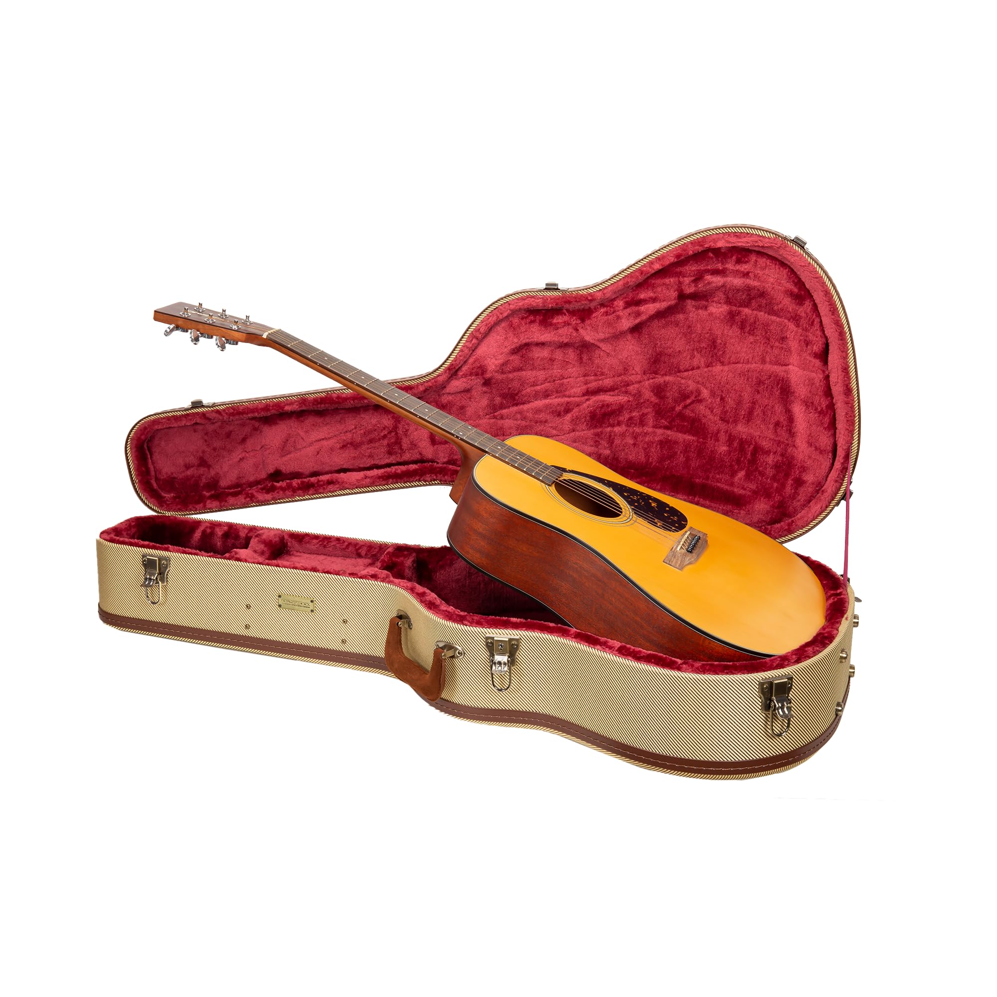 Crossrock Master Series Acoustic Guitar Case for Martin D-28 / Grand Auditorium | Fabric Tweed Exterior, Re-Engineered Shell, Le