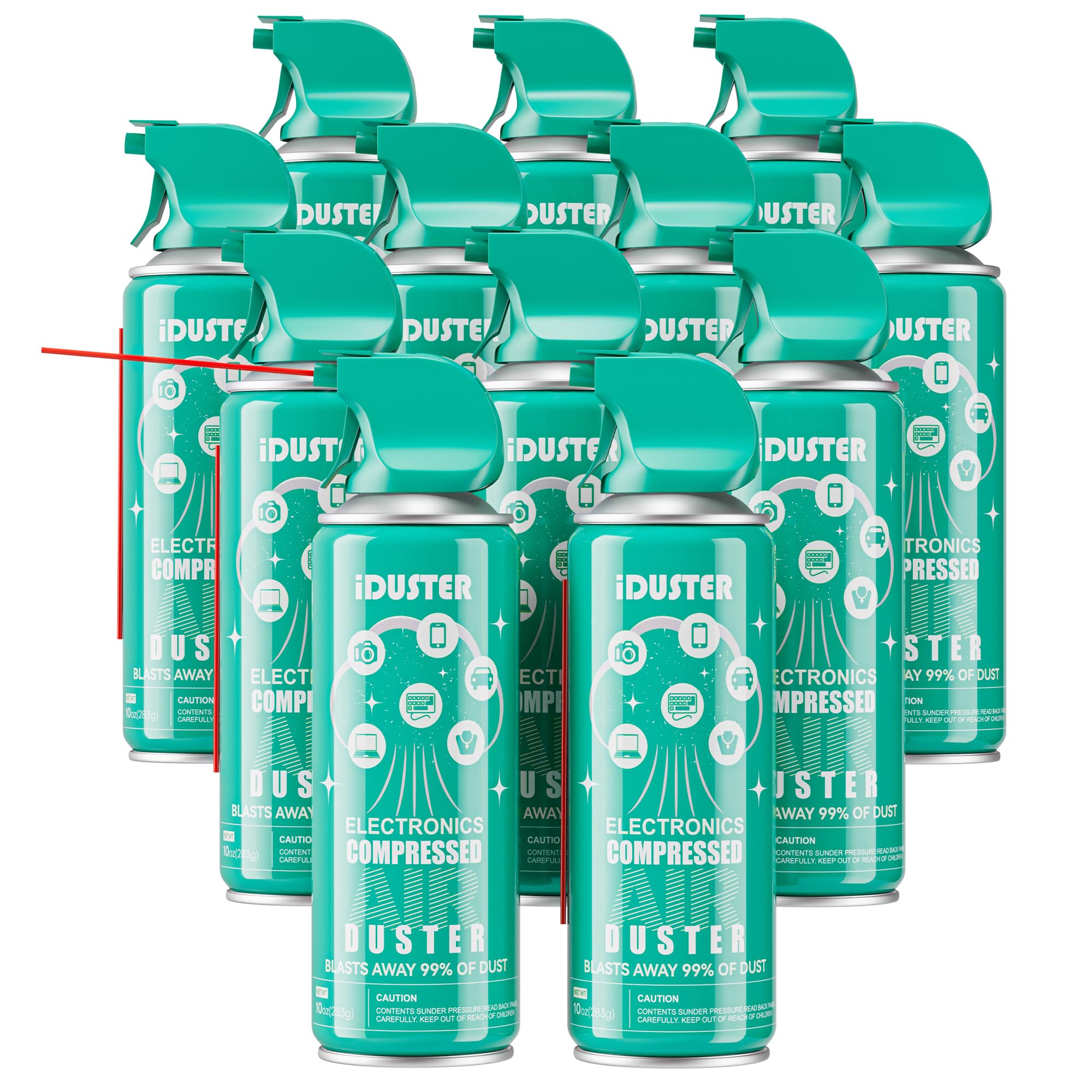 iDuster Compressed Air Duster for Electronics - Disposable Air Cans Cleaner Bulk for Computer and Keyboard, 12 Packs