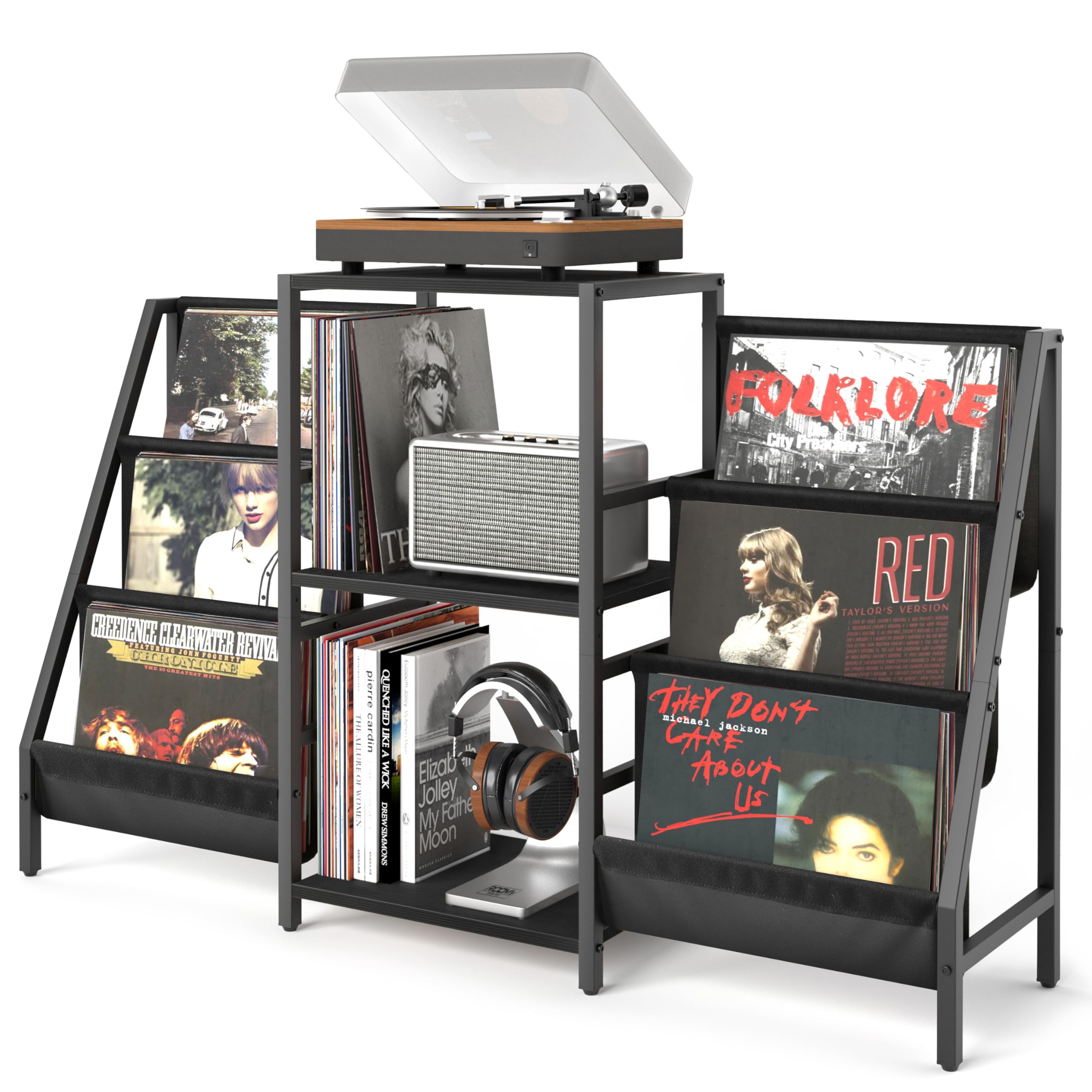 Record Player Stand With Vinyl Storage, Record Player Table With Vinyl Record Storage Up To 280 Albums, Turnta Ble Stand With Re