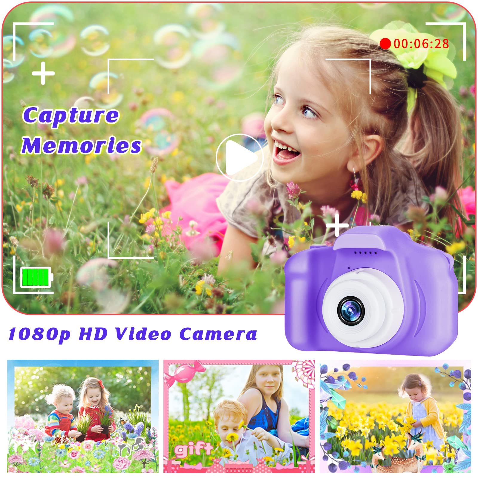 Kids Camera For Boys And Girls, Sineau Digital Camera For Kids Toy Gift, Toddler Camera Birthday Gift For Age 3 4 5 6 7 8 9 10 W