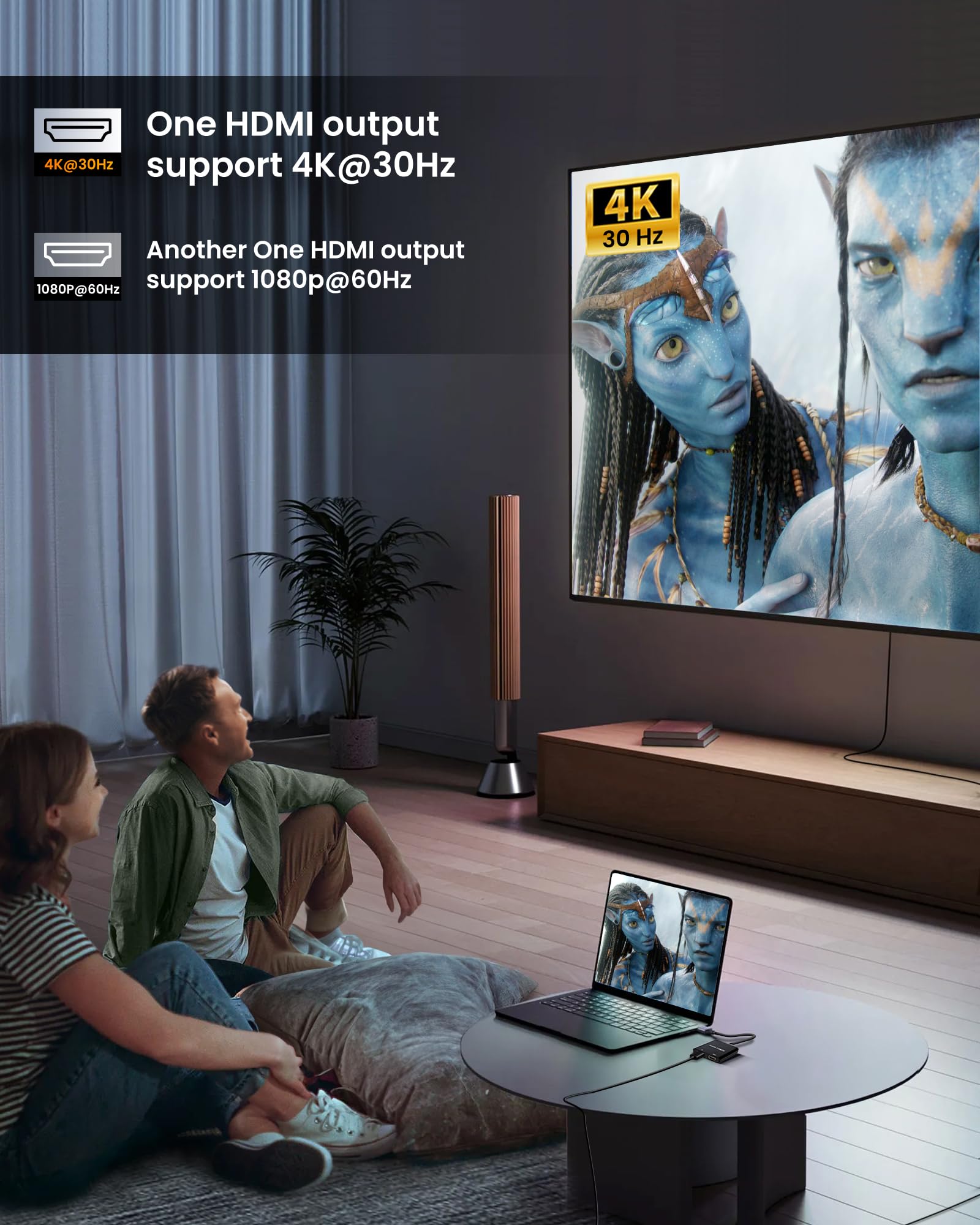 Avedio Links Usb C/Usb 3.0 To Hdmi Splitter Extended Display, Usb C To Hdmi Adapter For Windows And Mac Os, Support Displaylink