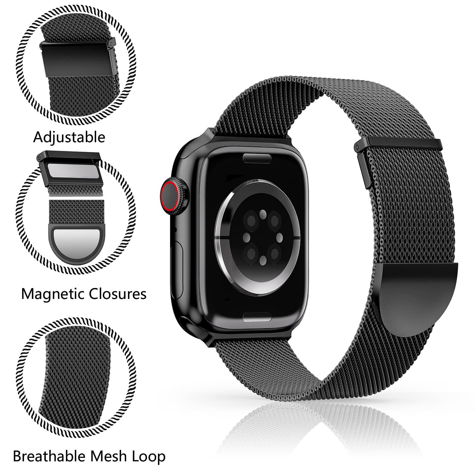 2 Pack Metal Magnetic Band Compatible With Apple Watch Bands 38Mm 40Mm 41Mm 42Mm 44Mm 45Mm 49Mm Women Men,Milanese Loop Stainles