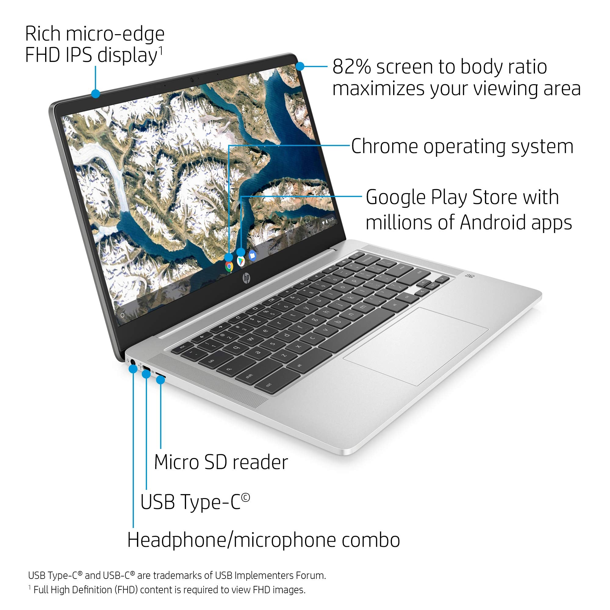 Hp Chromebook 14 Inch Fhd Laptop, Intel Celeron N4000, 4 Gb Ram, 32 Gb Emmc, Chrome (14A Na0050Nr, Mineral Silver)