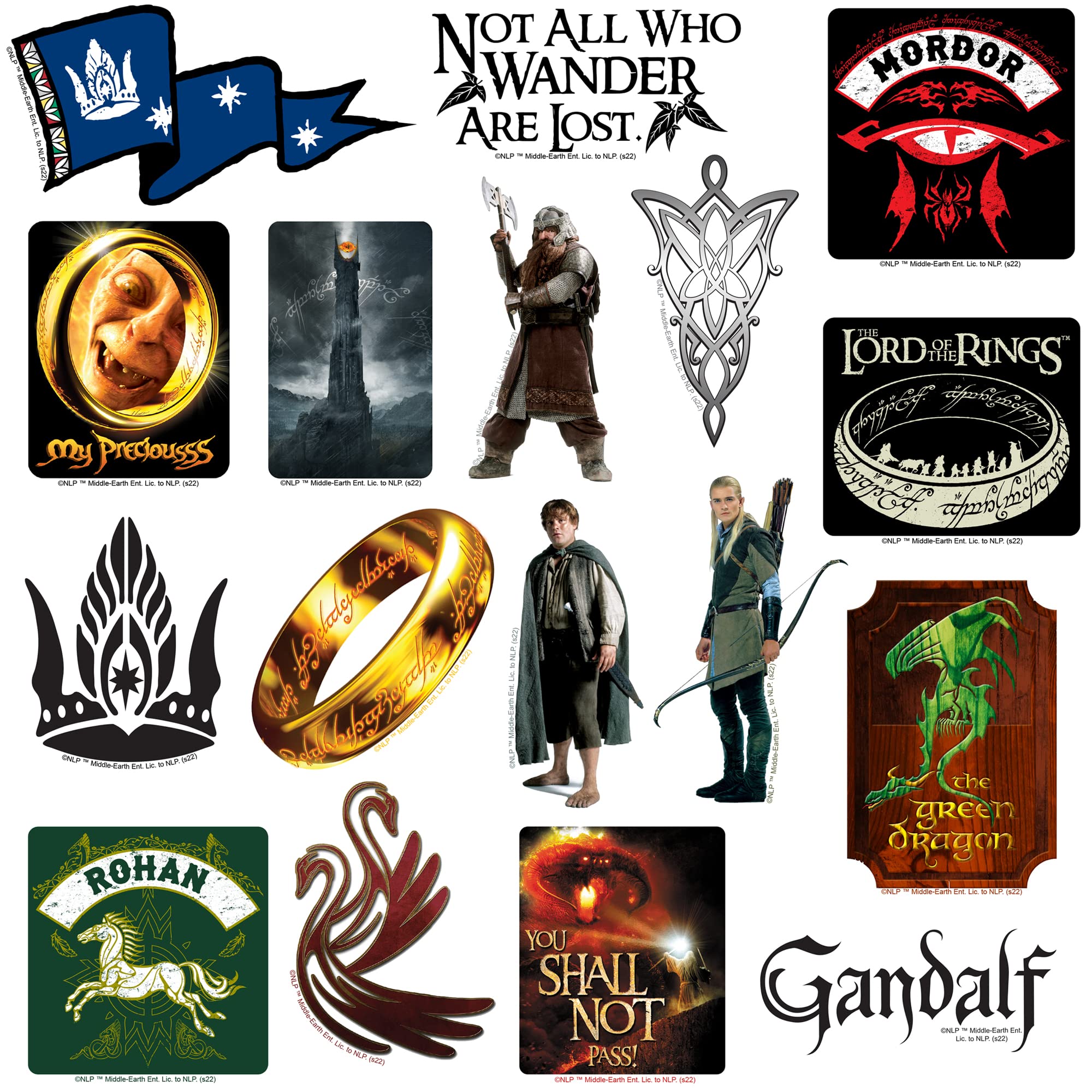 The Lord Of The Rings 50Ct Vinyl Large Deluxe Stickers Variety Pack   Laptop, Water Bottle, Scrapbooking, Tablet, Skateboard, In