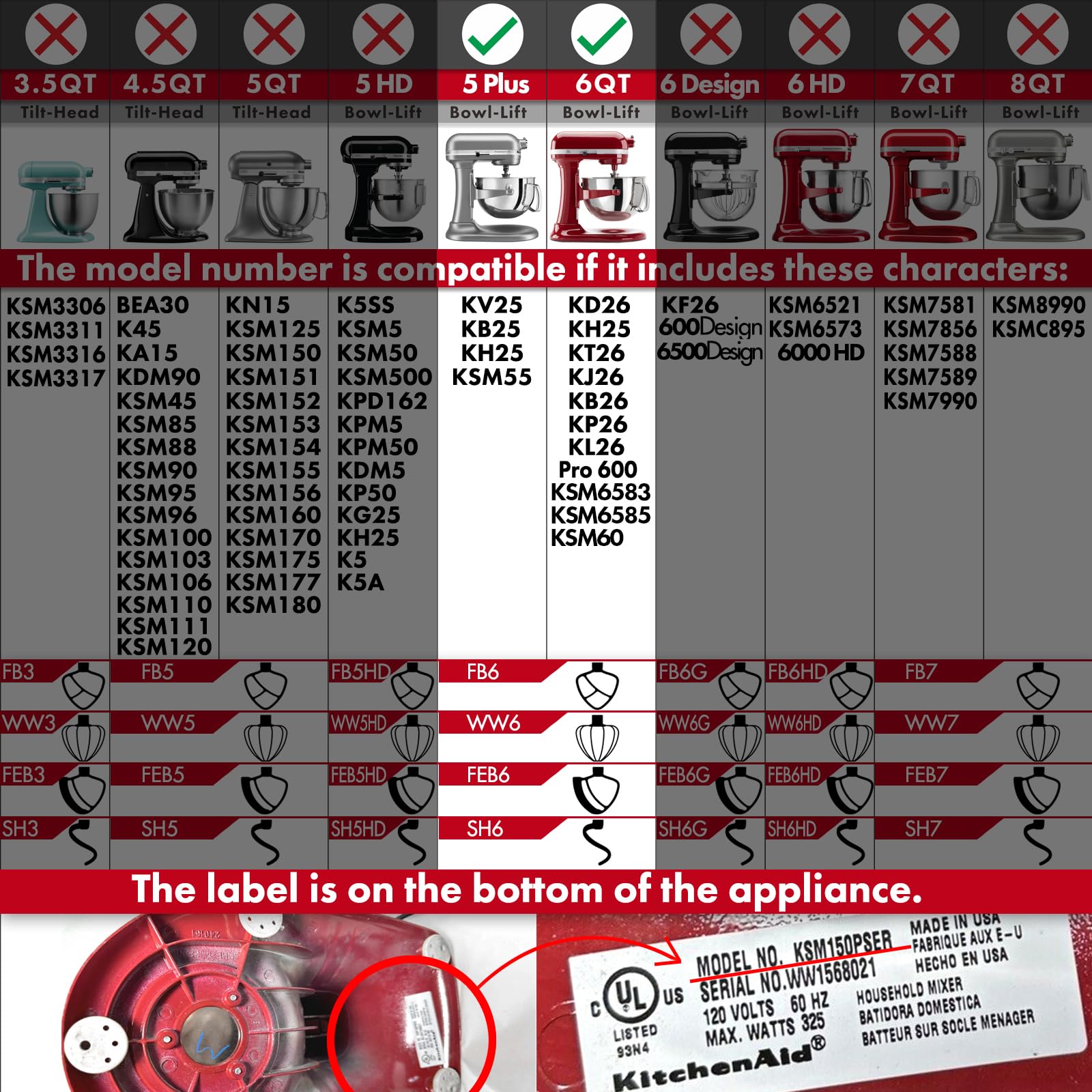 Heavy Duty Whisk Attachment For Kitchenaid 5Plus 6Qt Bowl Lift Stand Mixers  Extra Thick Stainless Steel Wire Whip For Fast Whip