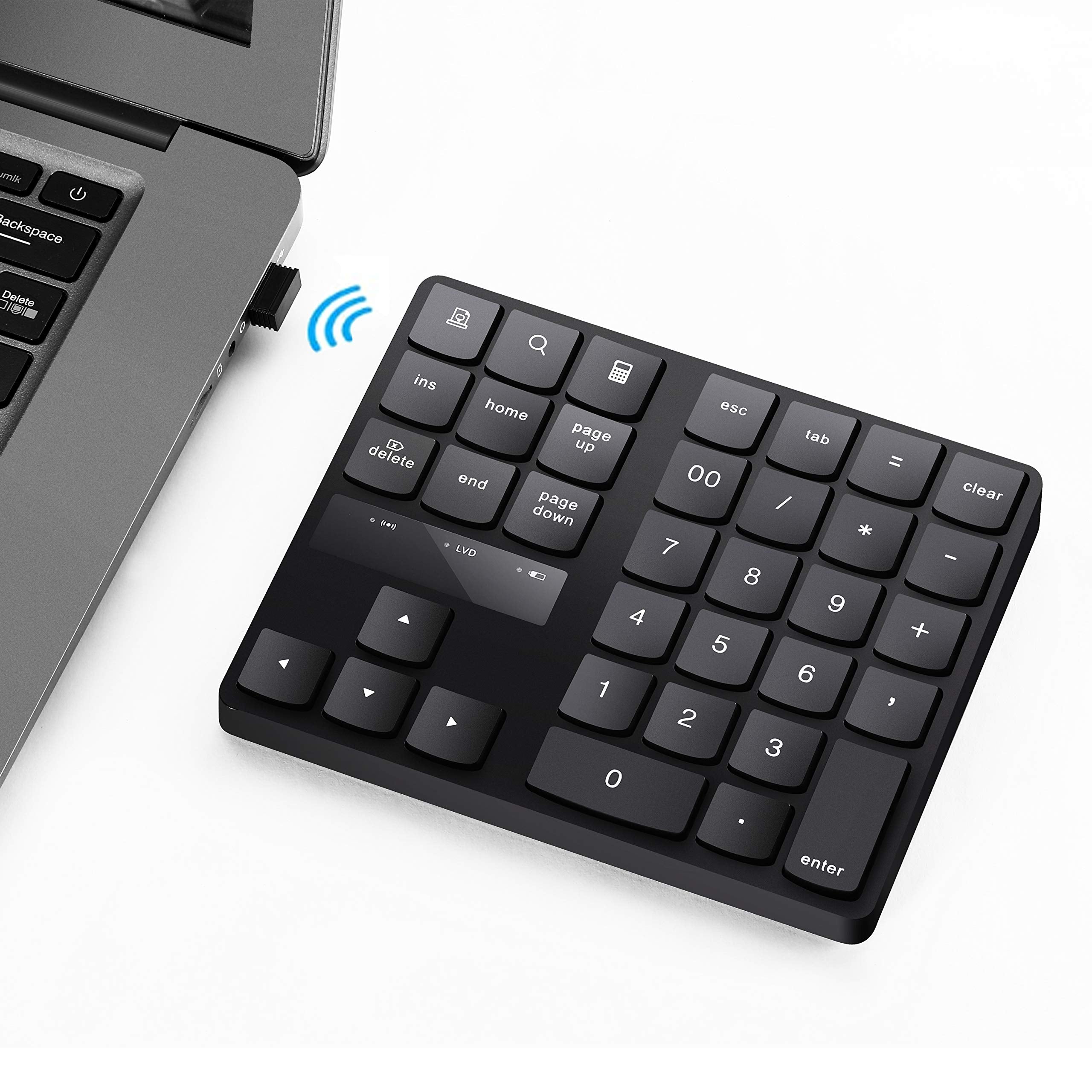 Attoe Numeric Keypad, 35 Keys Portable Usb Wireless Numeric Keypad Rechargeable Ultra Silent External Numeric Pad For Macbook An