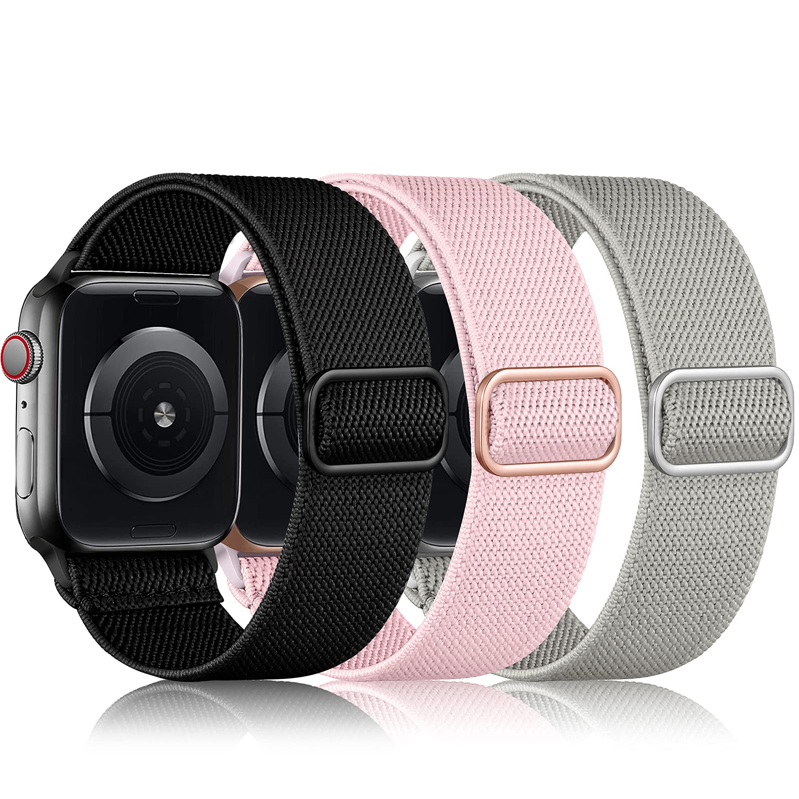 Daqin 3 Pack Stretchy Solo Loop Band Compatible With Apple Watch Band 45Mm 46Mm 49Mm 41Mm 44Mm 42Mm 40Mm 38Mm, Sport Elastic Nyl