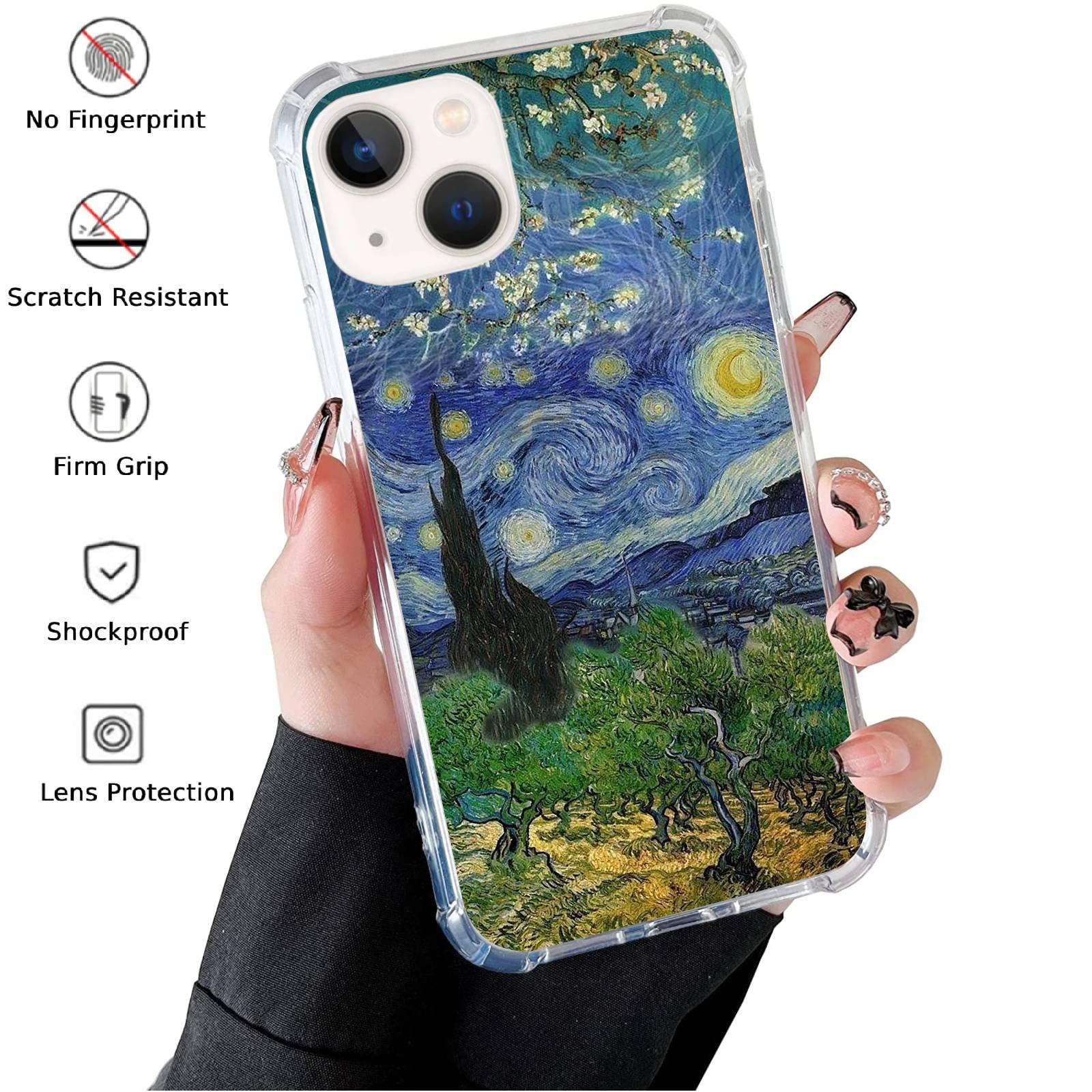 Wizeyake Van Gogh Paintings Phone Case Compatible With Iphone 13, Three Artworks From Van Gogh Art Trendy Cool Girl Boy Case For