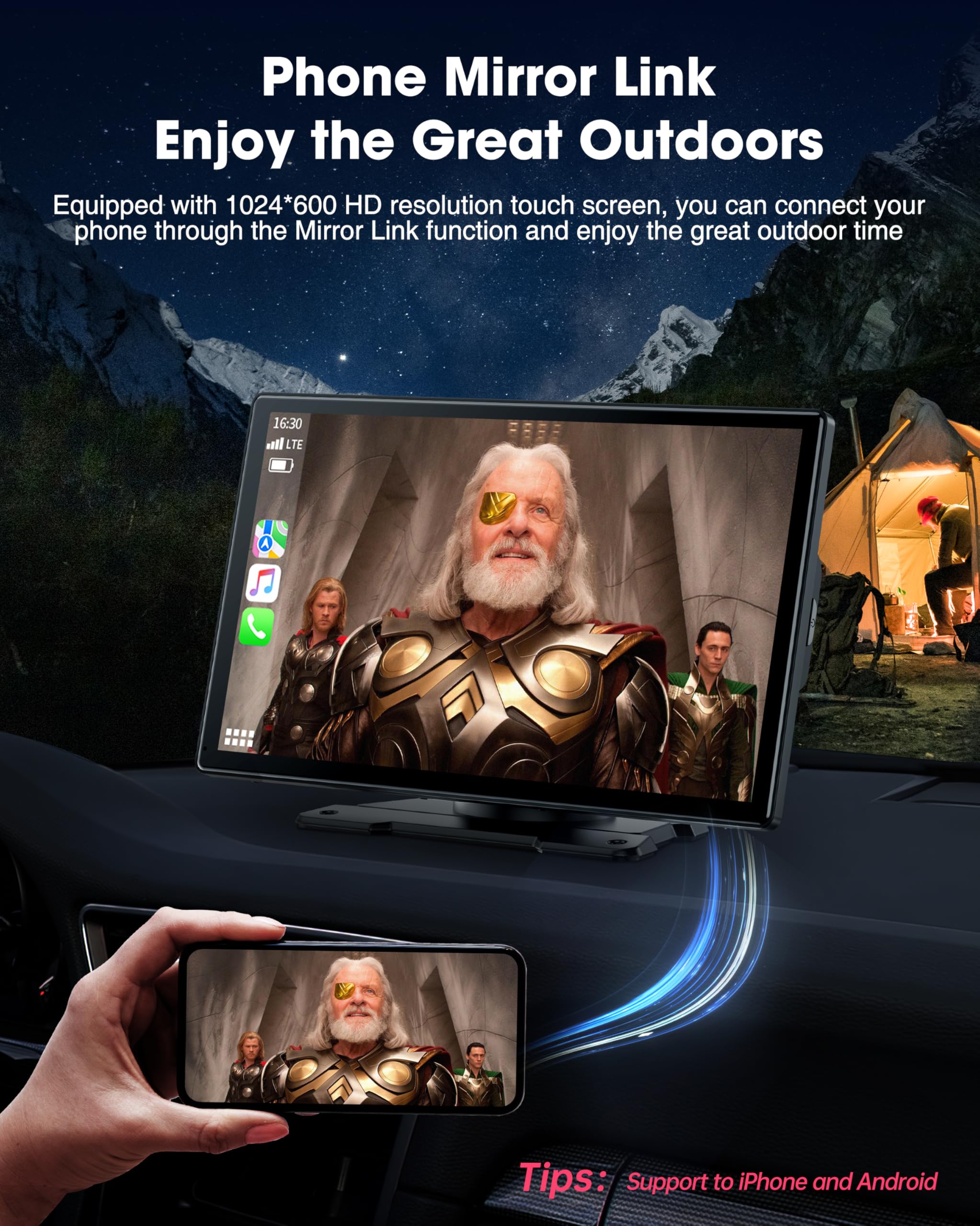 9 Inch Wireless Car Stereo With Carplay, Backup Camera, Gps Navigation, Android Auto   By Lamtto