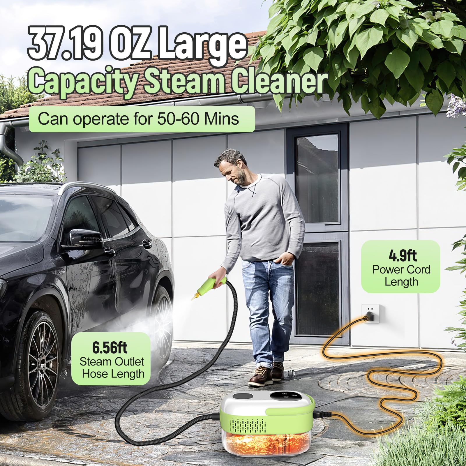 2500W Portable Handheld Steam Cleaner, Large Capacity 10S Fast Heating Steamer For Cleaning With 9 Pieces Accessories, Heavy Dut