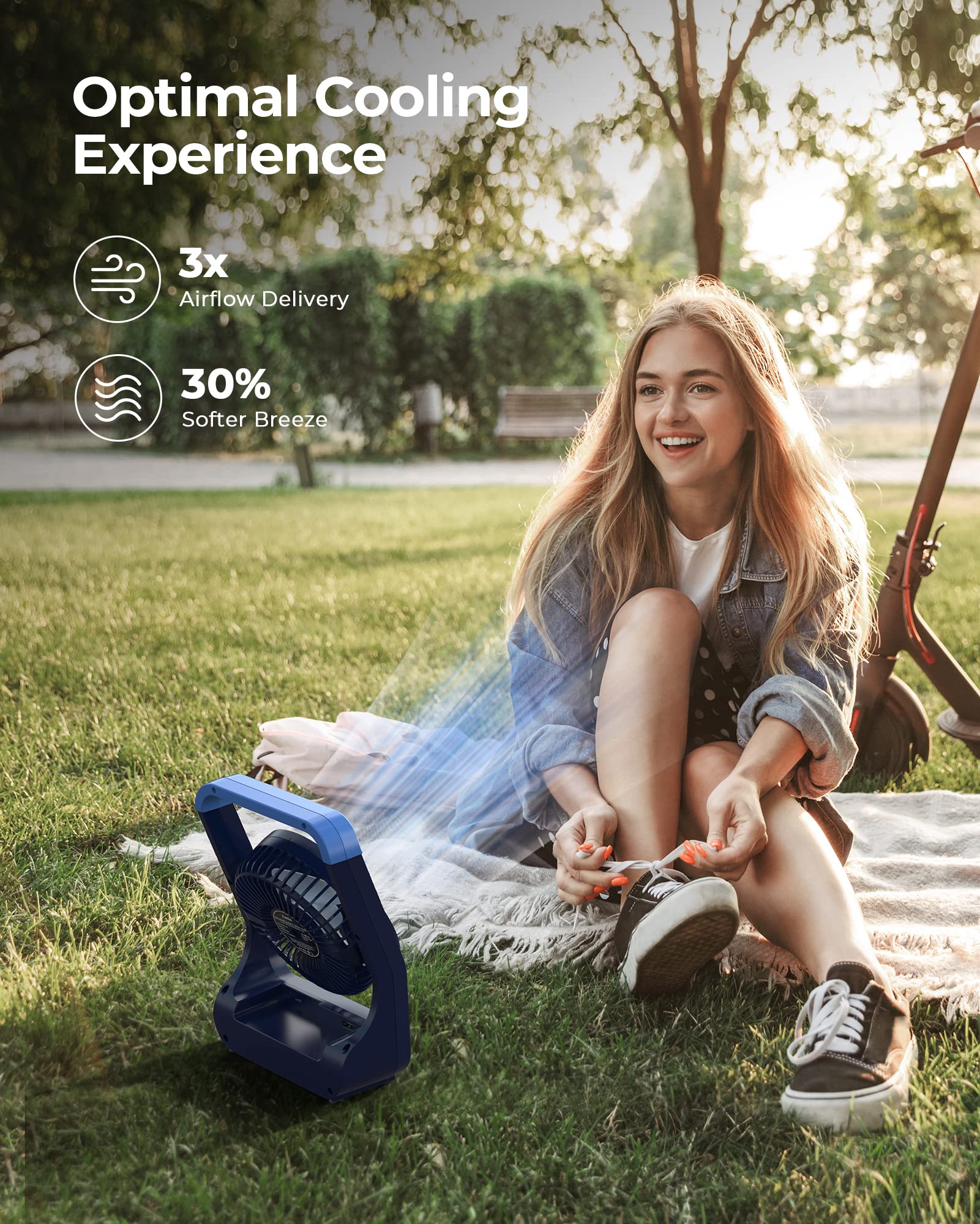 Rechargeable Battery Operated Fan 20000Mah, Camping Fan For Tents, Portable Long Last Usb Desk Fan For Hurricane Season,3 Speed,