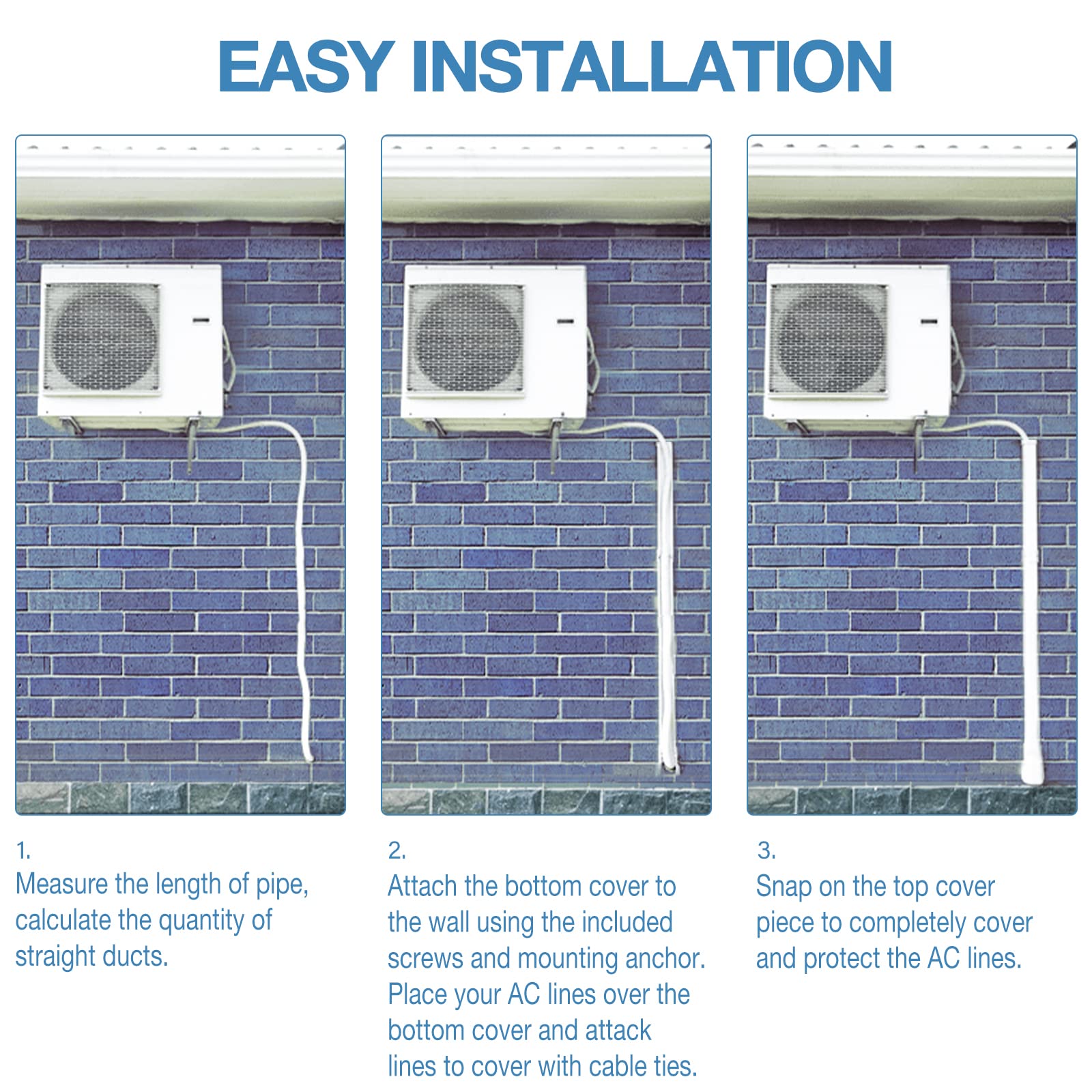 4'' W 9Ft L Line Set Cover Kit For Mini Split Air Conditioners Decorative Pvc Slim Line Cover For Central Ac & Heat Pumps System