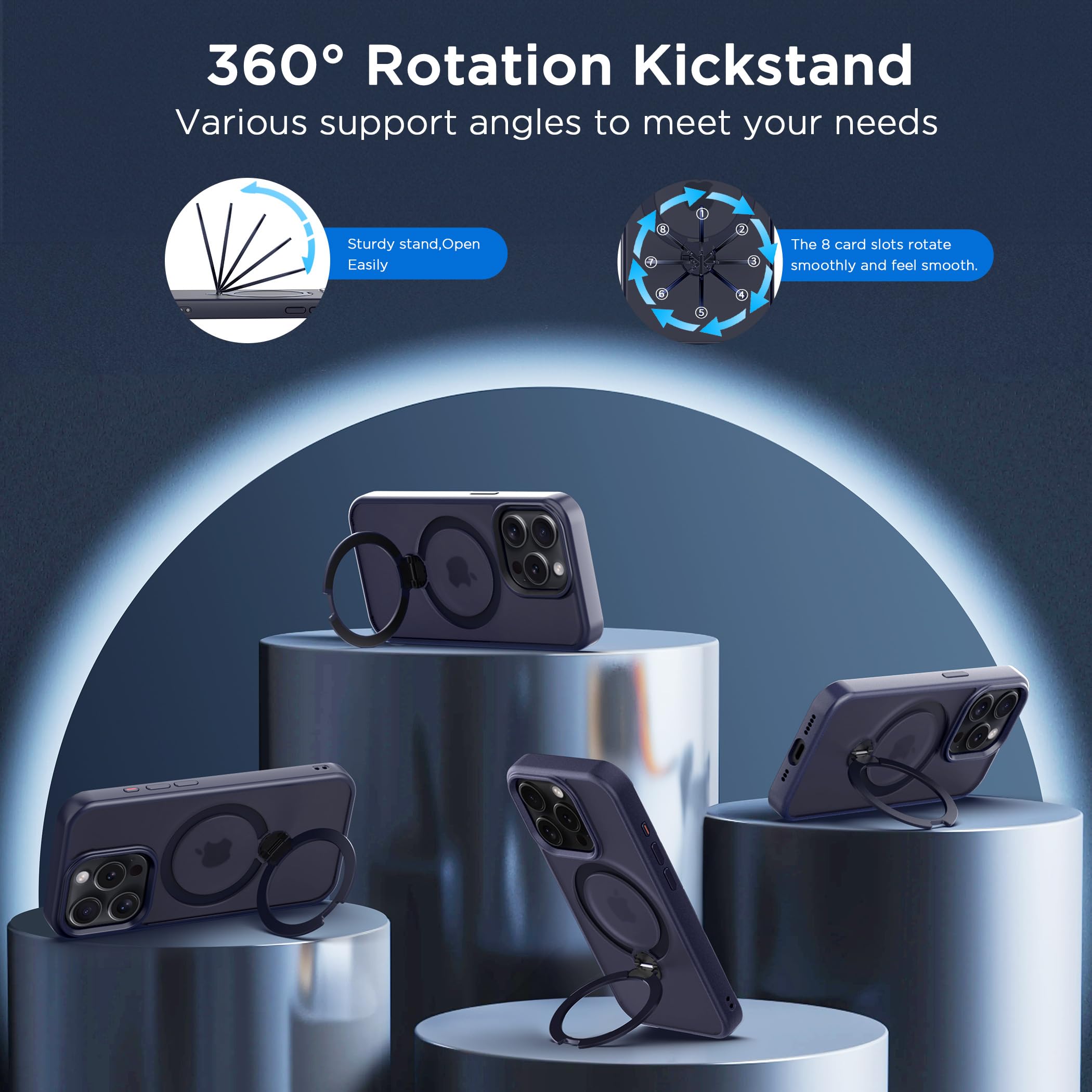 Cacoe Magnetic Case For Iphone 14 Pro 6.1 Inch With 360 Rotatable Ring Stand, Compatible With Magsafe Car Phone Mount, Cases Cov