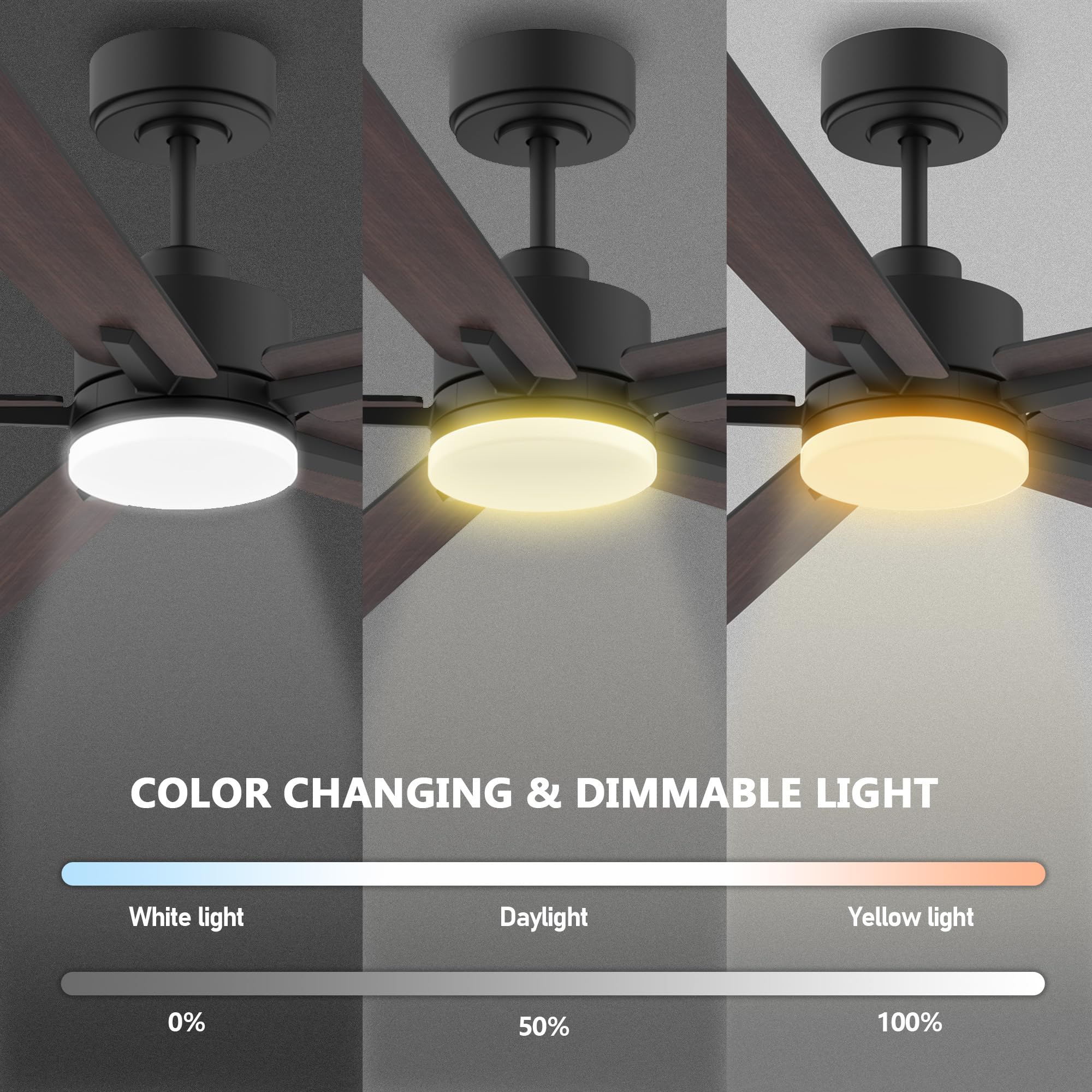 60    Smart Ceiling Fan With Lights Remote,Control Via Alexa Google App Wifi,Silent Dc Motor,Dimmable,Outdoor Indoor Modern Ceil