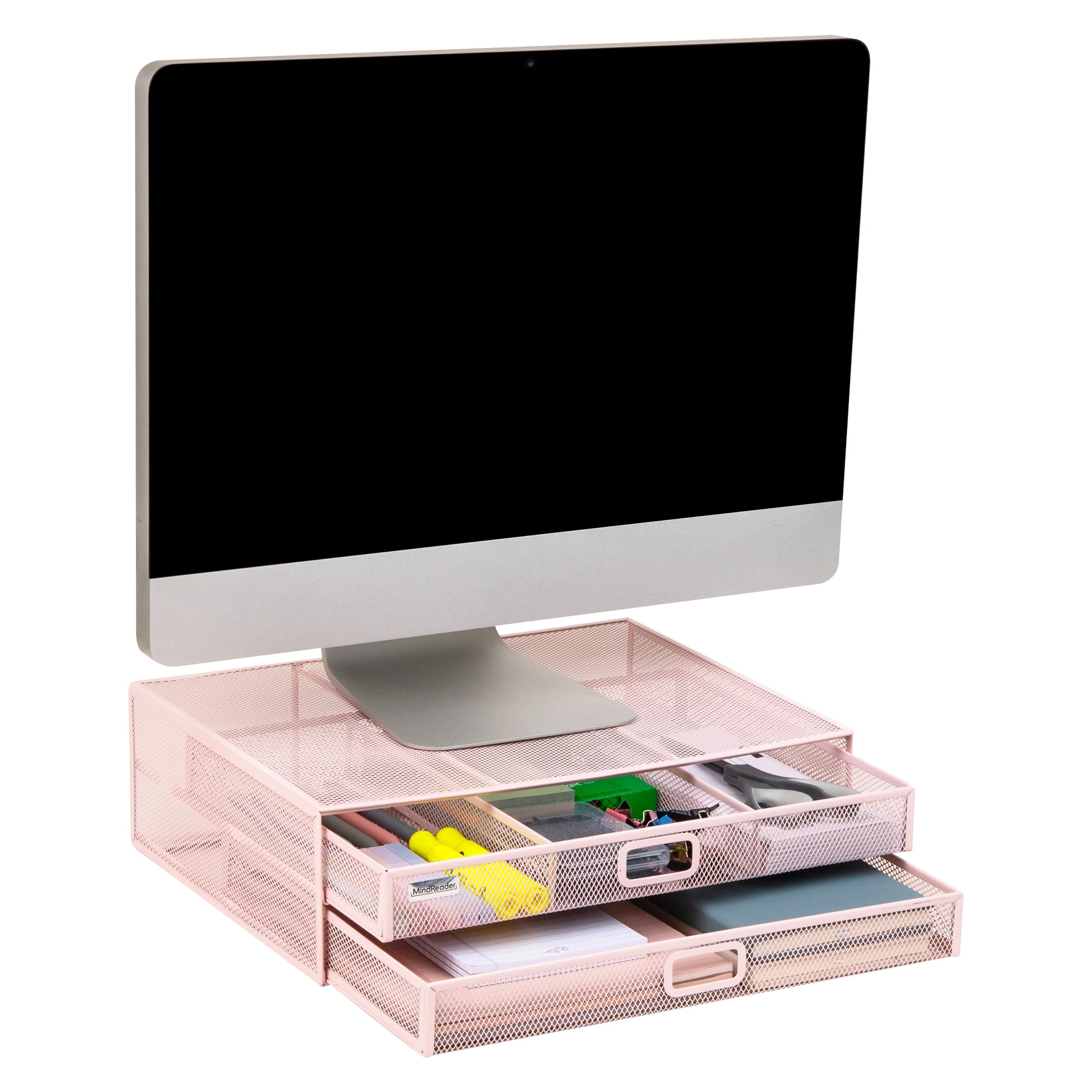 Mind Reader Mesh Monitor Stand, Pink
