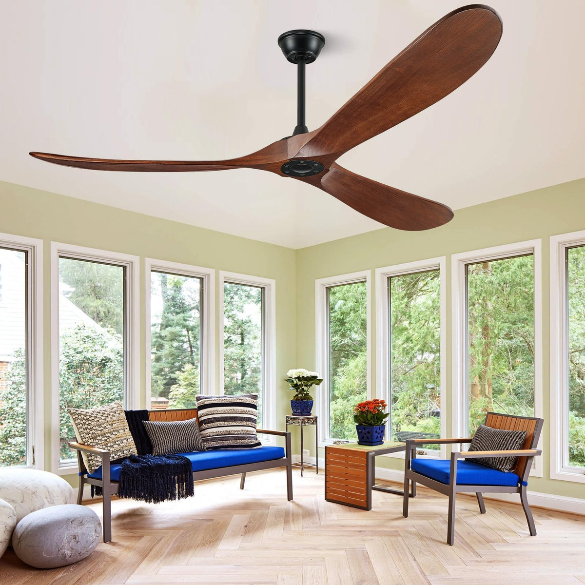 Boosant 60 Inch Ceiling Fan Without Light, Ceiling Fan No Light With Remote Control And Quiet Dc Motor, Outdoor Fans For Patios