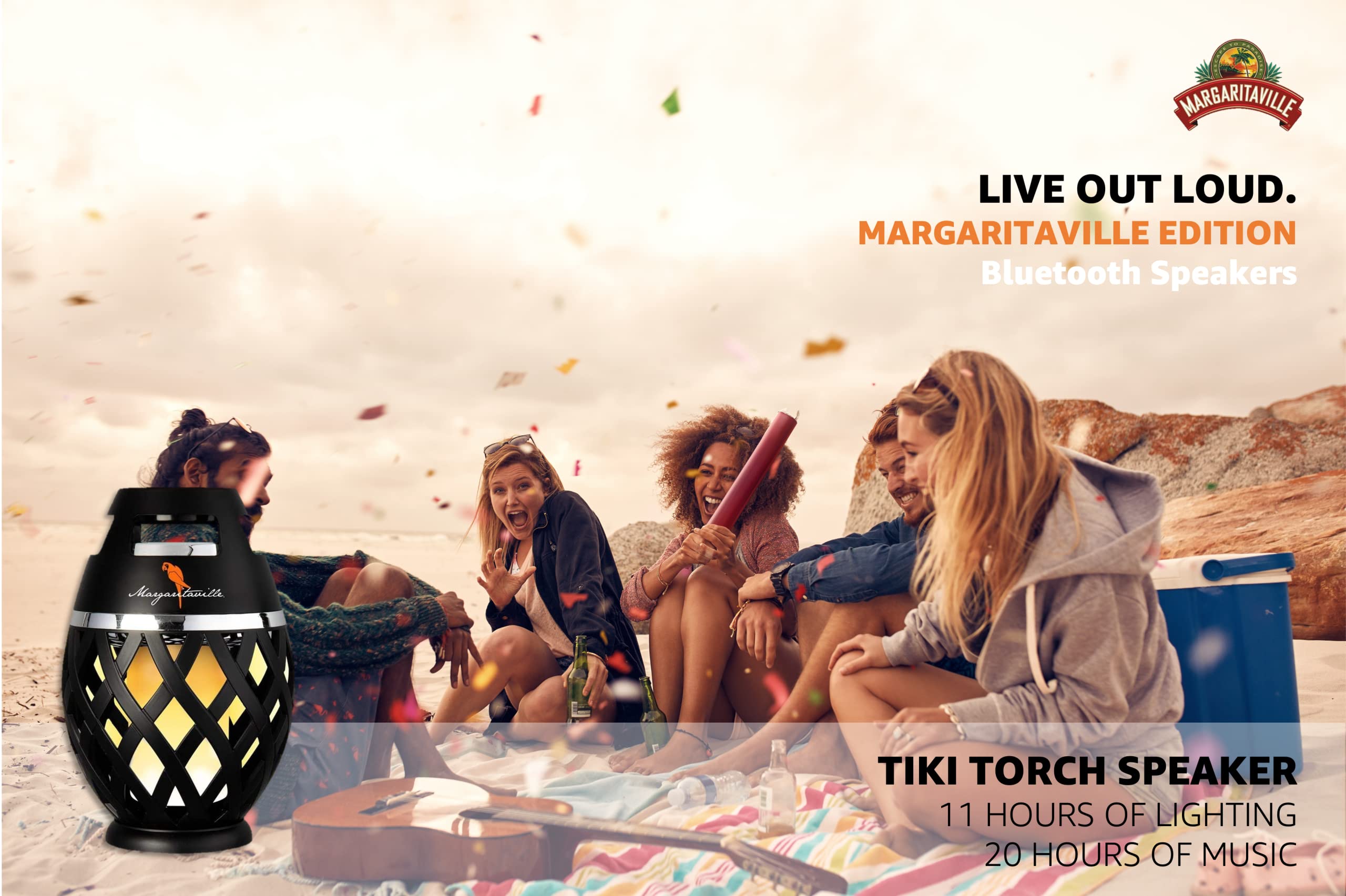 Margaritaville Tiki Torch   Waterproof Bluetooth Speaker, Portable Party Speaker With Flickering Led Lights, Perfect For Travel,