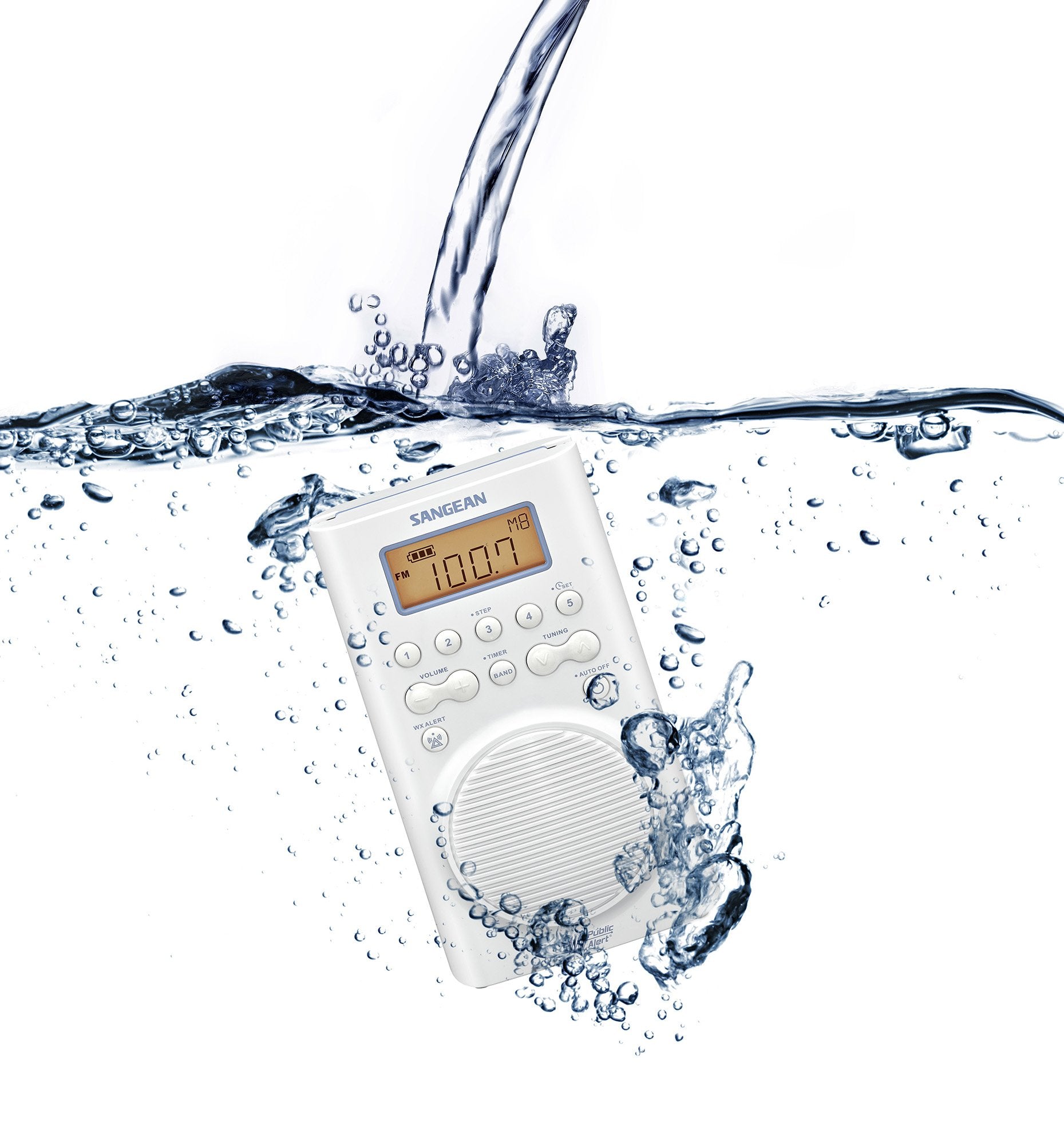Sangean H205 Am/Fm Weather Alert Waterproof Shower Radio White 6.14X 4.01X 9.72