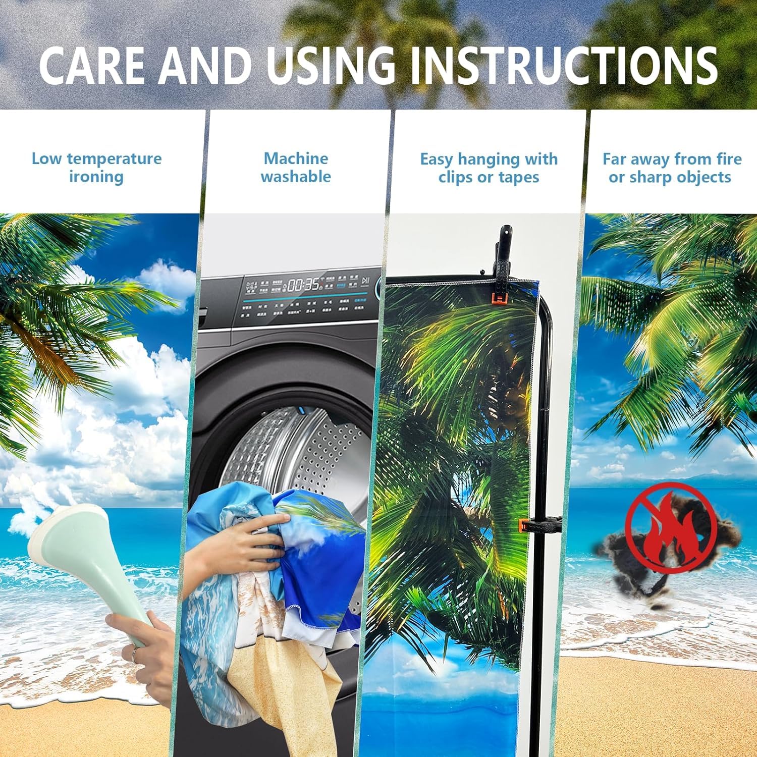 Humkat Hawaiian Beach Ocean Backdrop, 10X8Ft Cloth Fabric Summer Tropical Party Background For Indoor And Outdoor Decoration, Pa