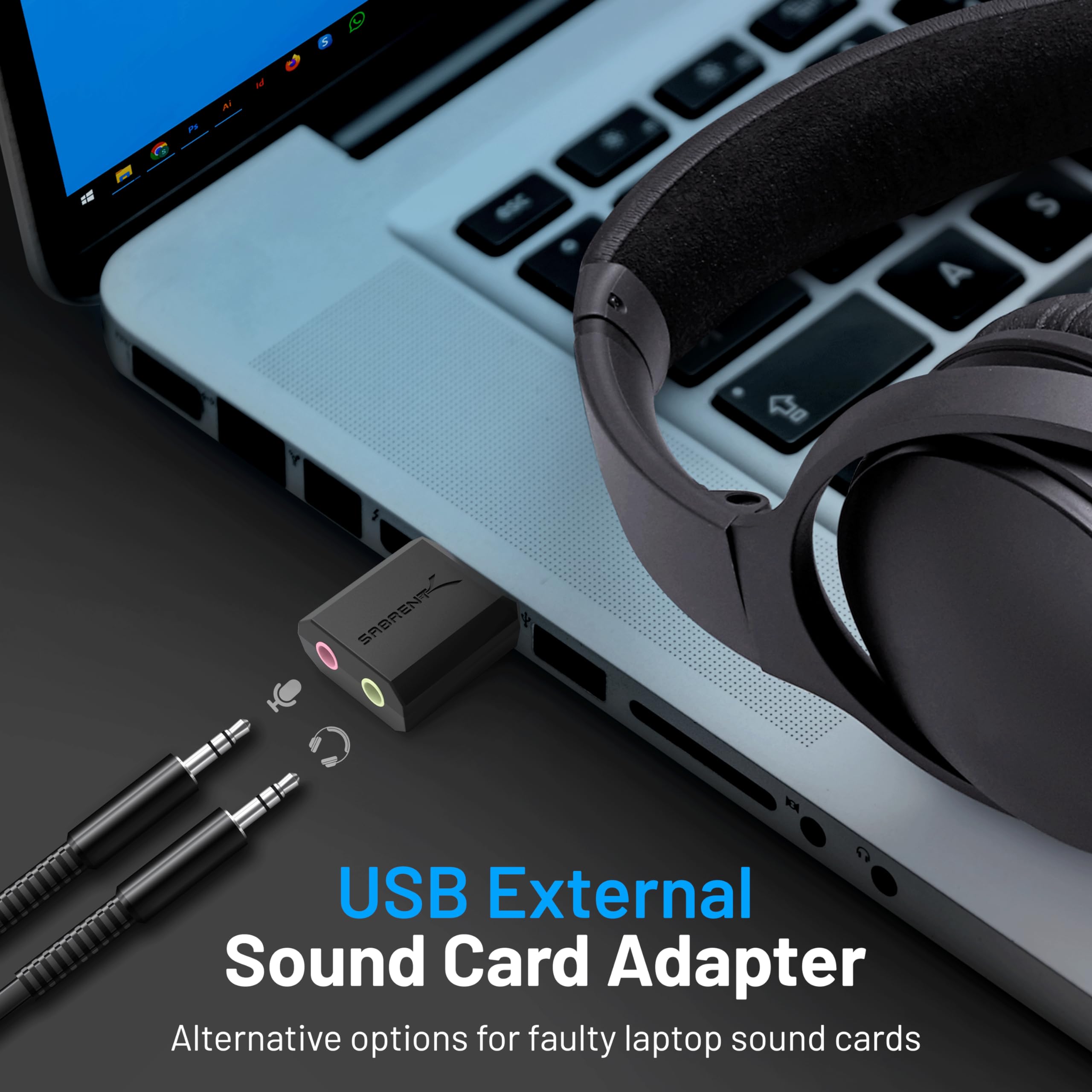 Sabrent Usb External Stereo Sound Adapter For Windows And Mac. Plug And Play No Drivers Needed. (Au Mmsa)