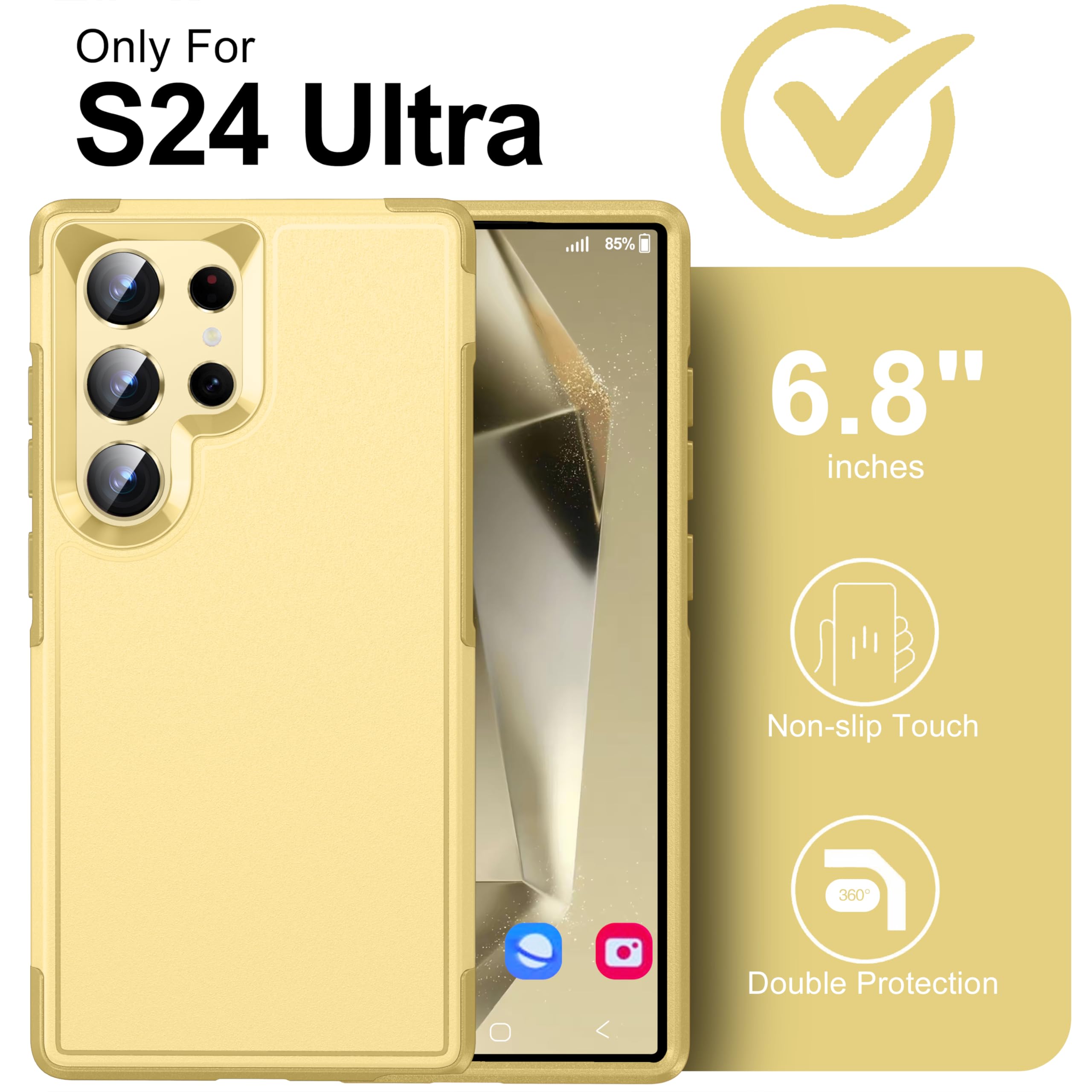 Oneagle For Samsung Galaxy S24 Ultra Case,Galaxy S24 Ultra Phone Case [Compatible Wireless Charging][15Ft Military Grade Drop Pr