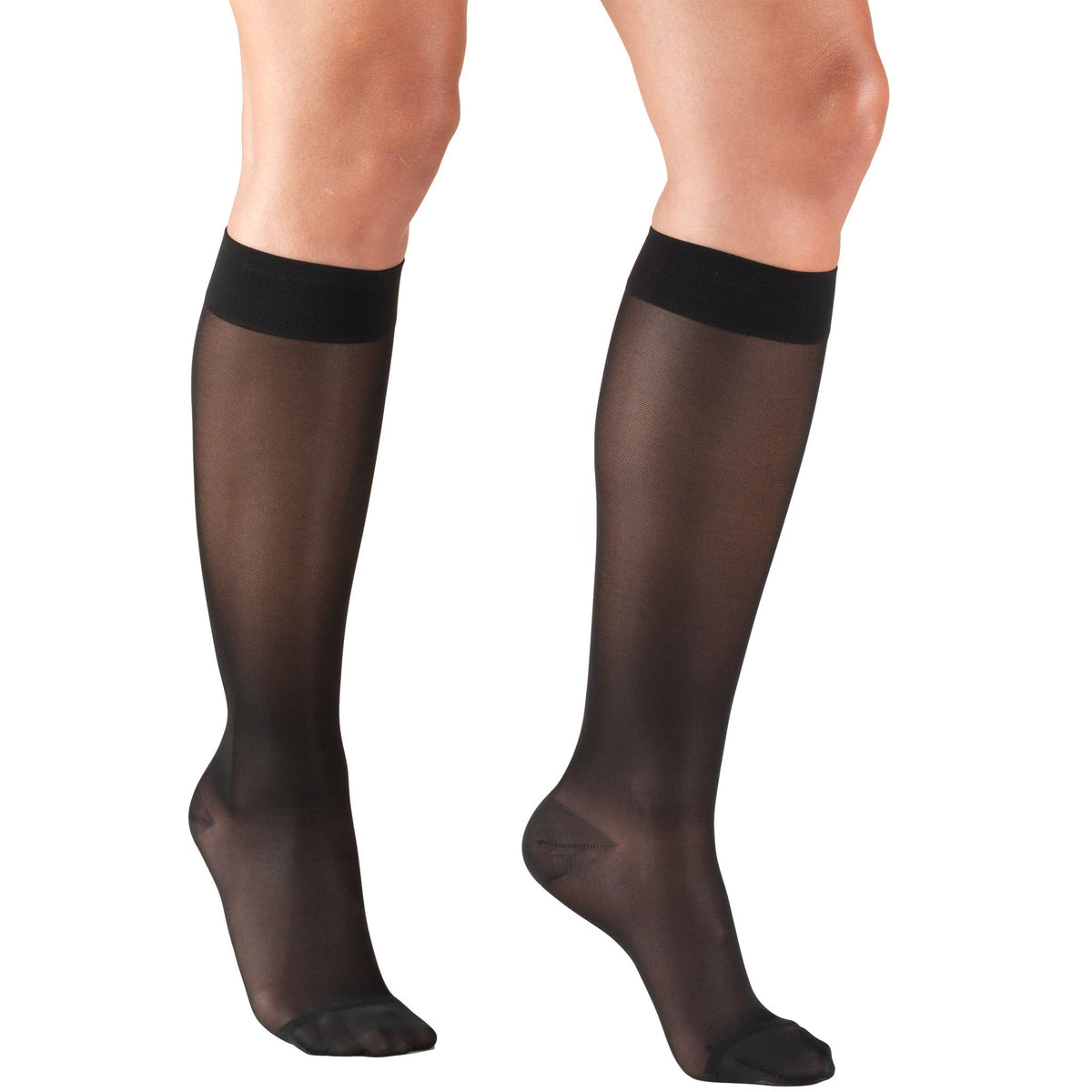 Truform Sheer Compression Stockings, 15 20 Mmhg, Womens Knee High Length, 20 Denier, Black, X Large