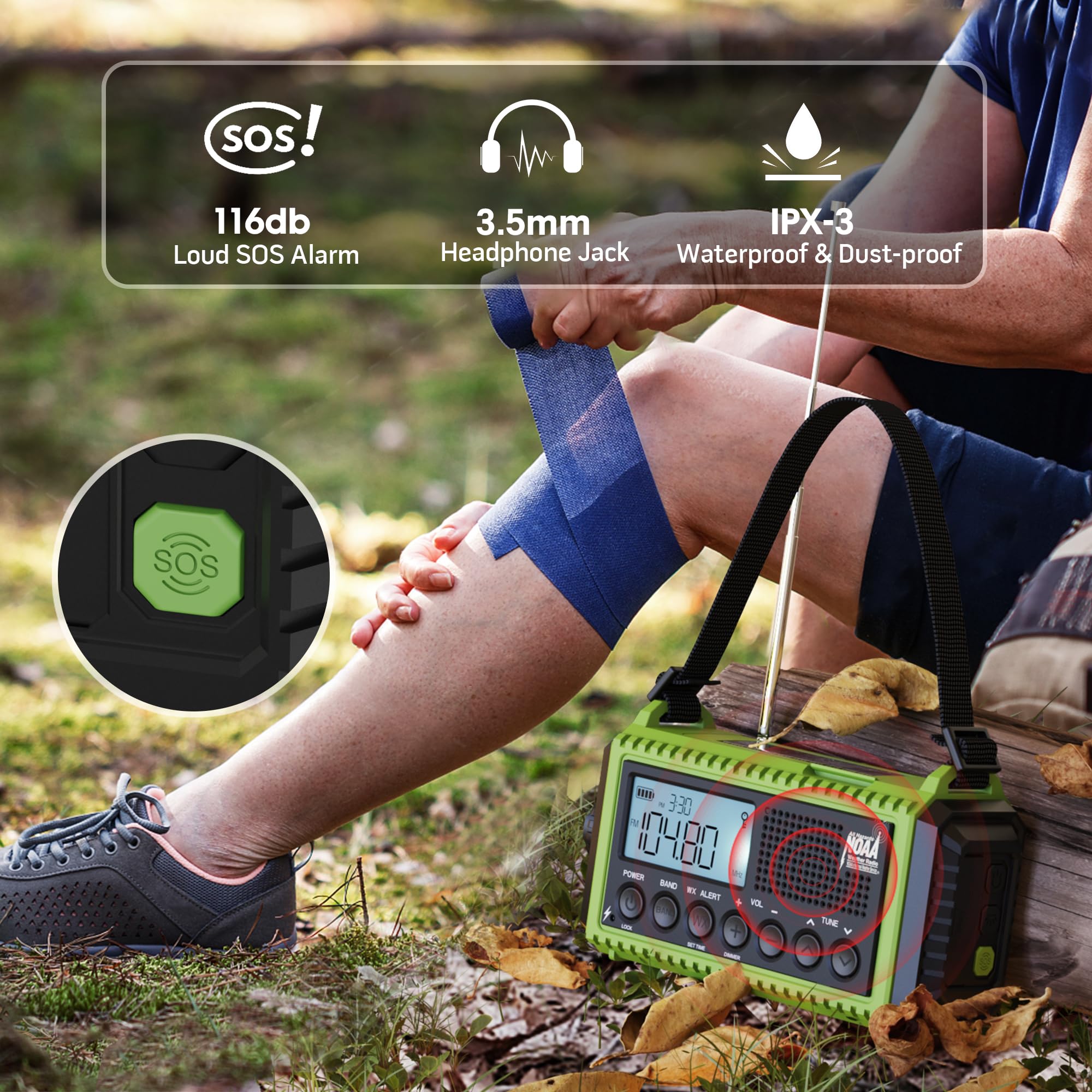 Emergency Radio,5000 Noaa Weather Radio With Am/Fm/Noaa/Sw,Sos Battery Operated Radio,5 Way Powered Emergency Hand Crank Radio W