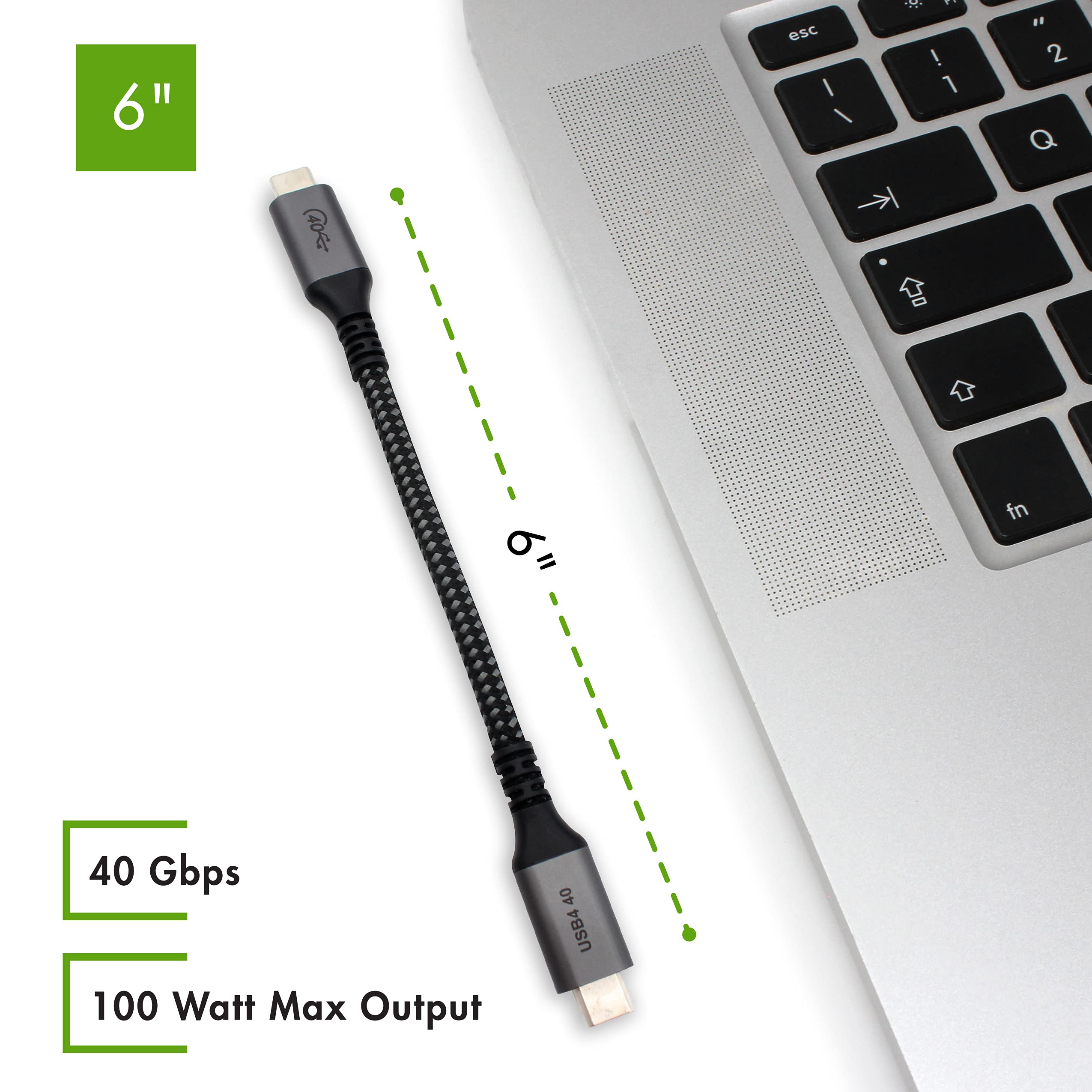 Vebner 6 Inch Extra Short Usb4 Cable   40Gbps Supports 100W (20V, 5A) Charging   Compatible With Thunderbolt 3 And Usb C (2 Pack)