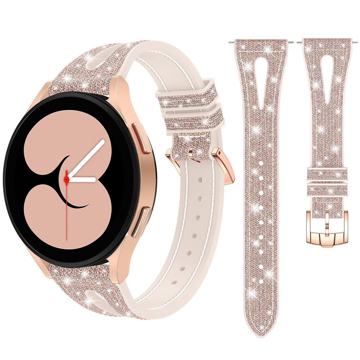 Goton Bling Silicone Band Compatible With Samsung Galaxy Watch Watch 7/6/5/4 Fe 40/44Mm, 6 Classic 47/43Mm, 5 Pro 45Mm, 4 Classi