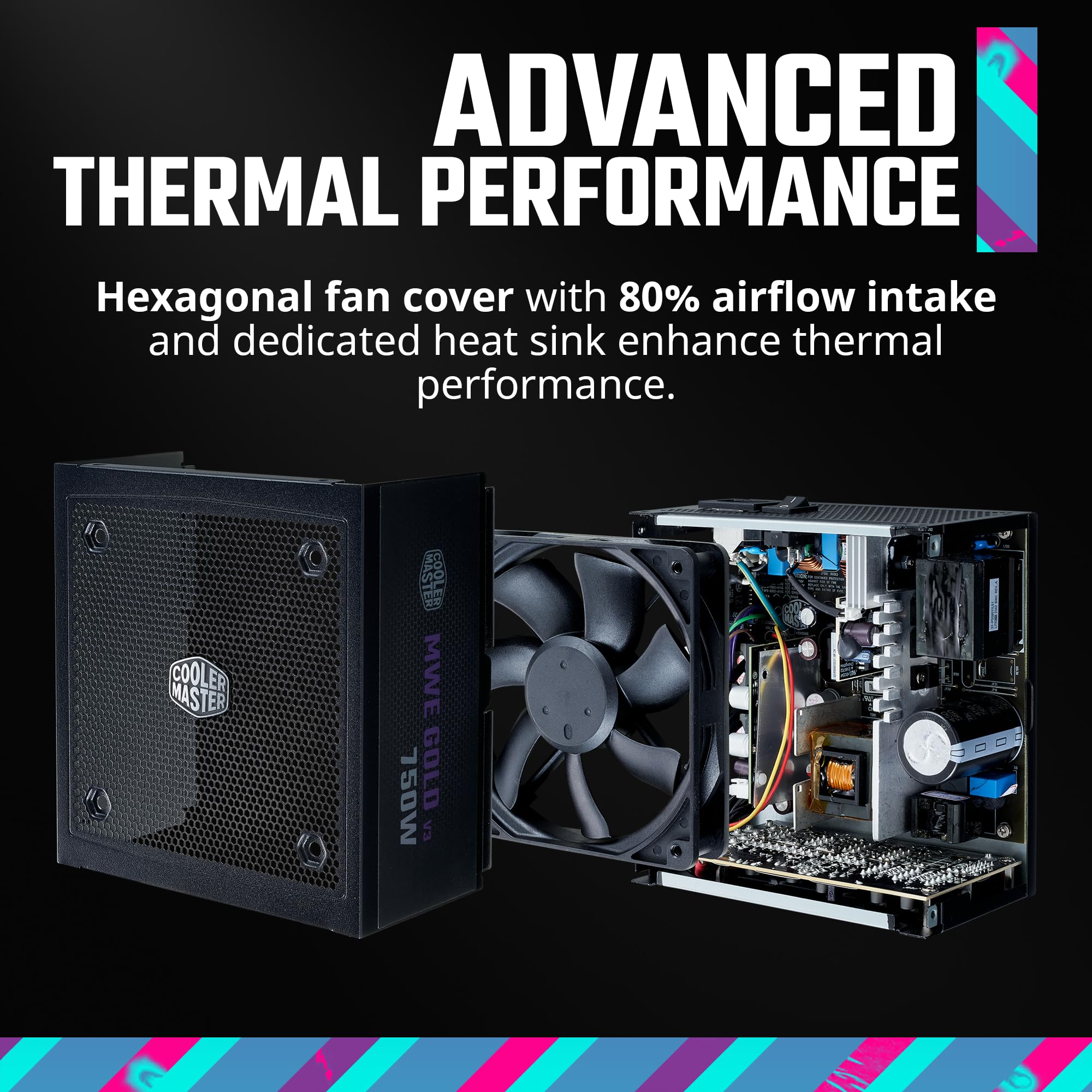 Cooler Master Mwe Gold 750 V3 Atx 3.1 Full Modular Psu, 750W, 80+ Gold Efficiency, 90 12Vhpwr|450W Pcie 5.1, Japanese Capacitors